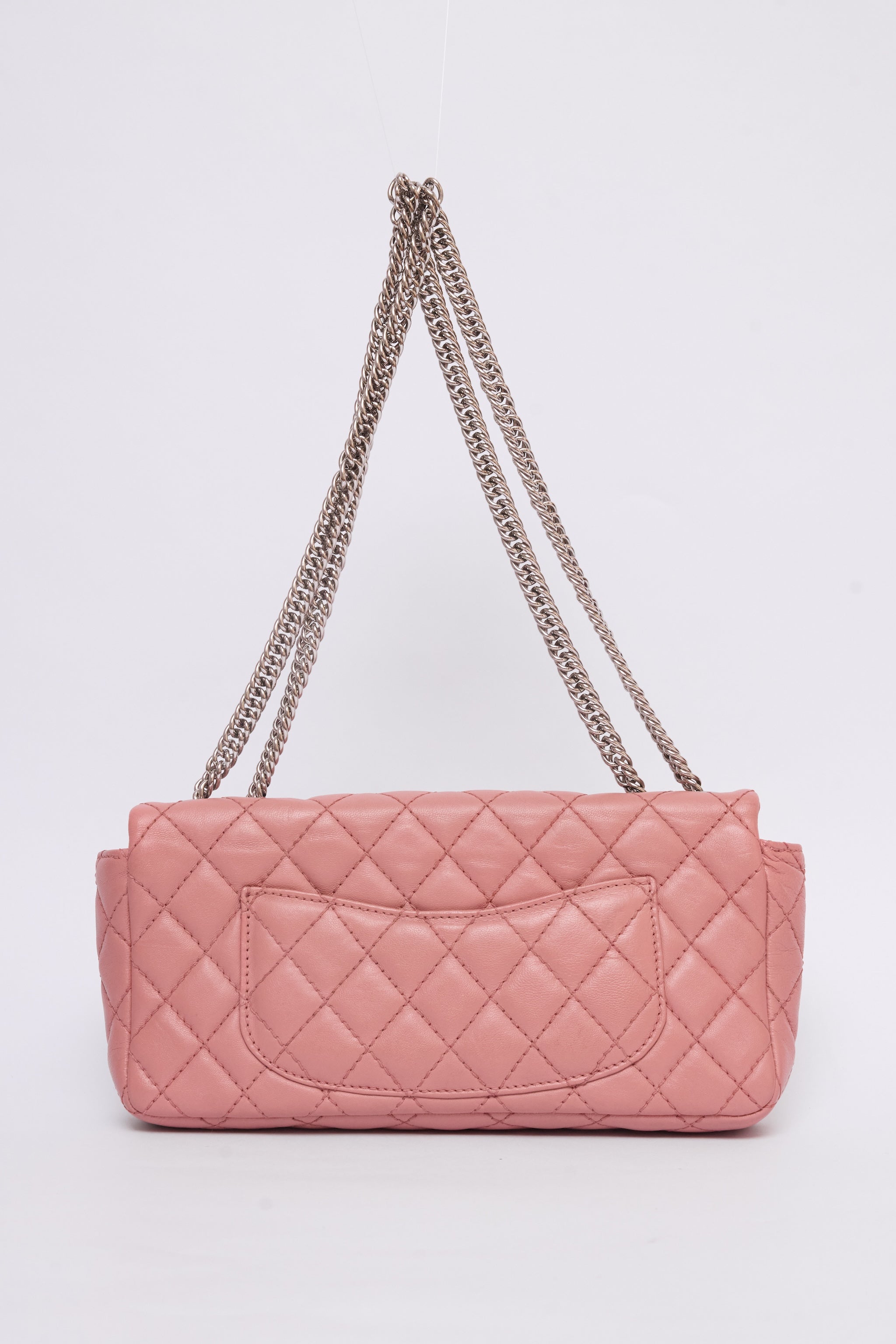 CHANEL PINK EAST WEST CHAIN FLAP