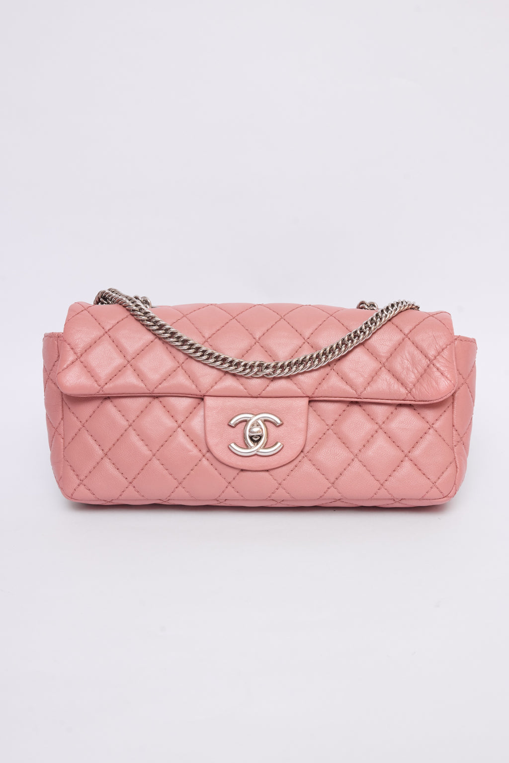 CHANEL PINK EAST WEST CHAIN FLAP