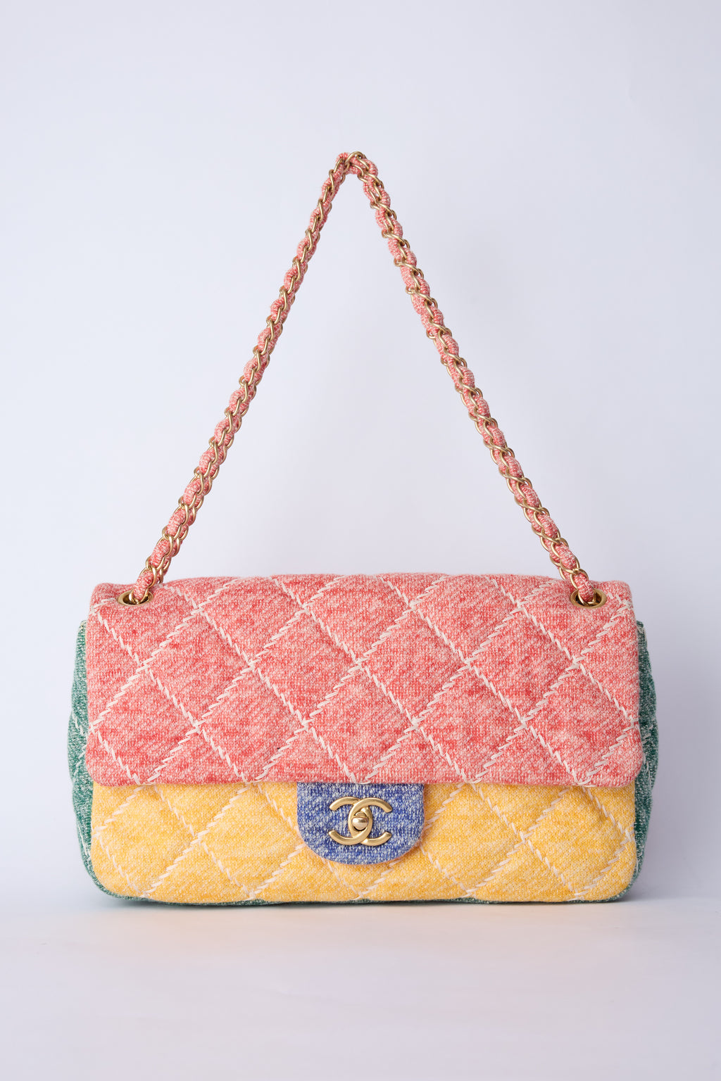 CHANEL JUMBO JERSEY MULTICOLOR FLAP