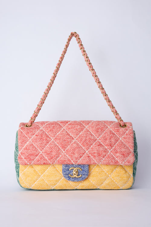 CHANEL JUMBO JERSEY MULTICOLOR FLAP
