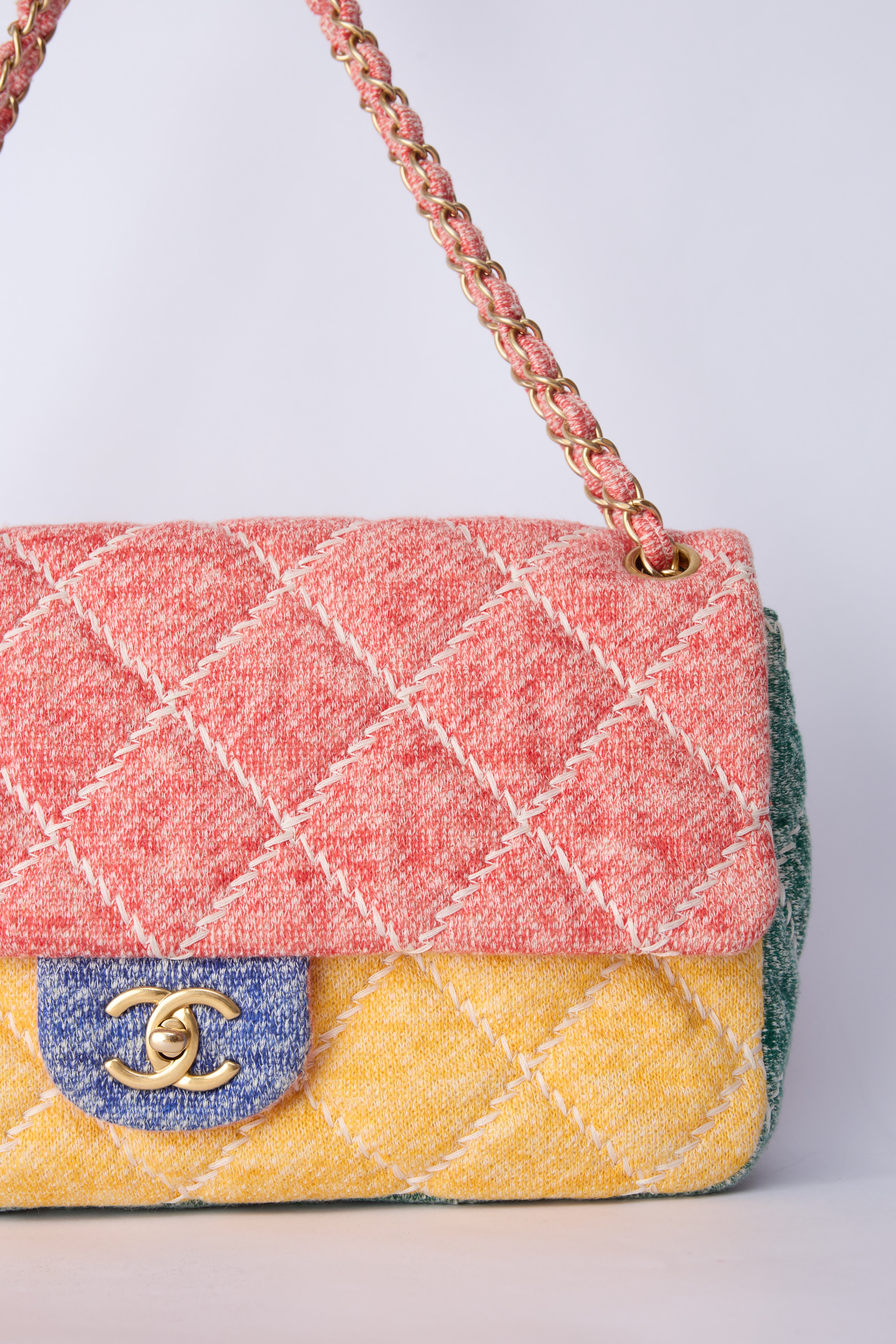 CHANEL JUMBO JERSEY MULTICOLOR FLAP