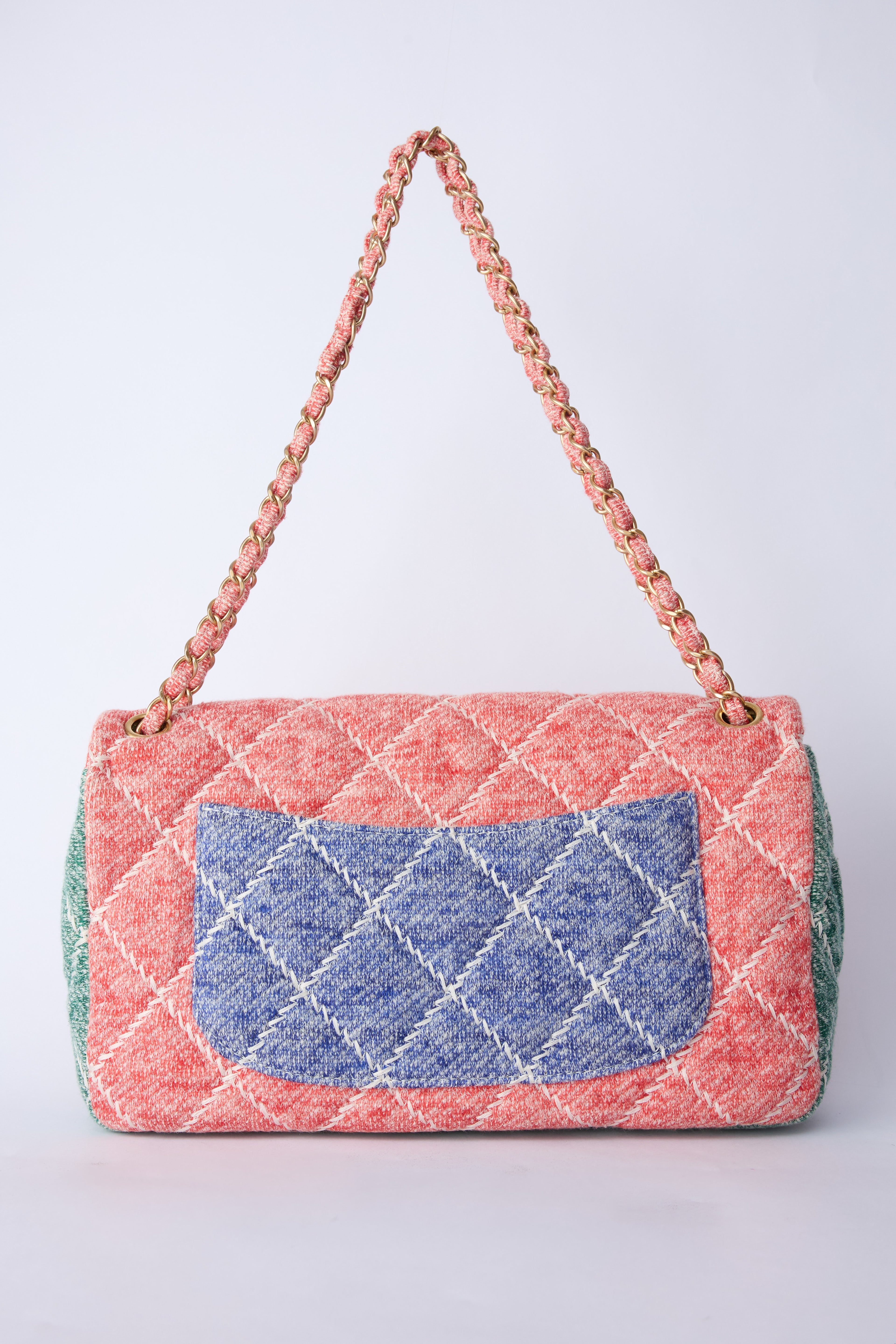 CHANEL JUMBO JERSEY MULTICOLOR FLAP
