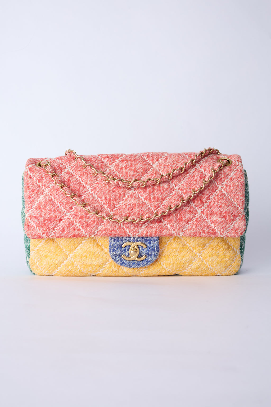 CHANEL JUMBO JERSEY MULTICOLOR FLAP