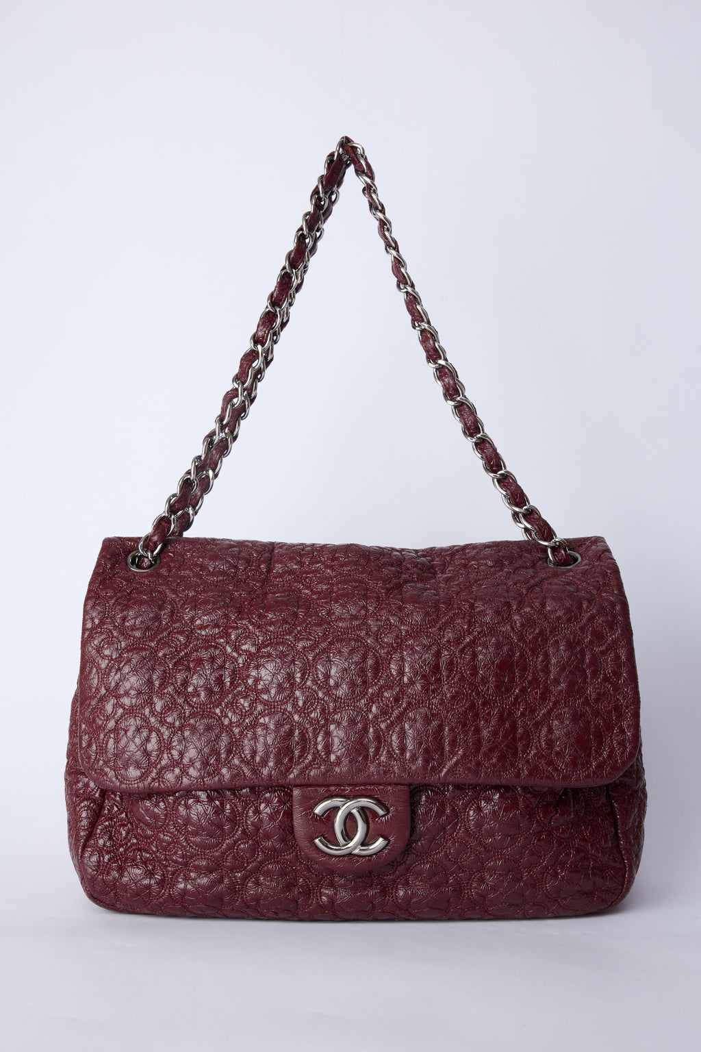 CHANEL BURGUNDY 'ROCK IN MOSCOW' JUMBO FLAP
