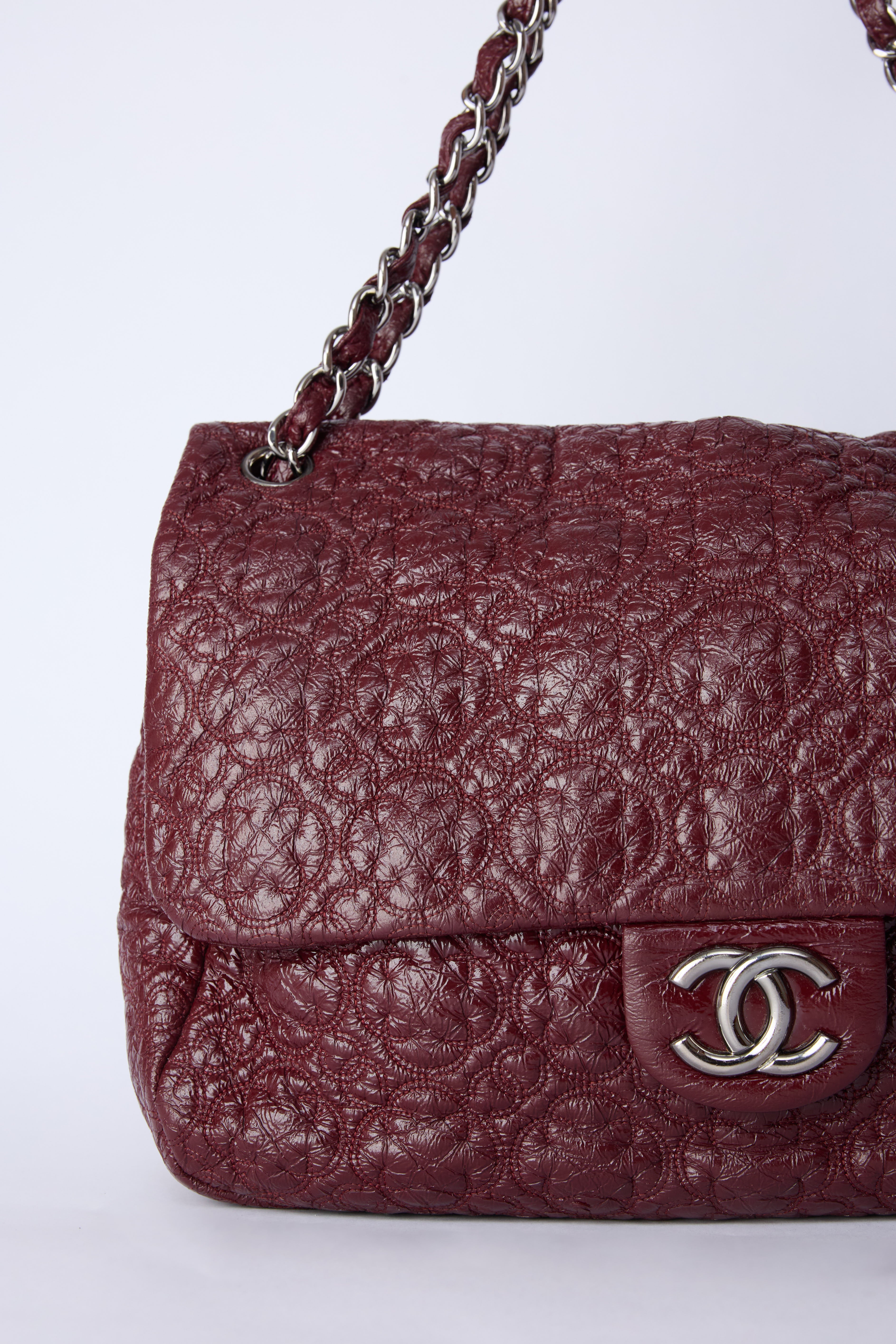 CHANEL BURGUNDY 'ROCK IN MOSCOW' JUMBO FLAP