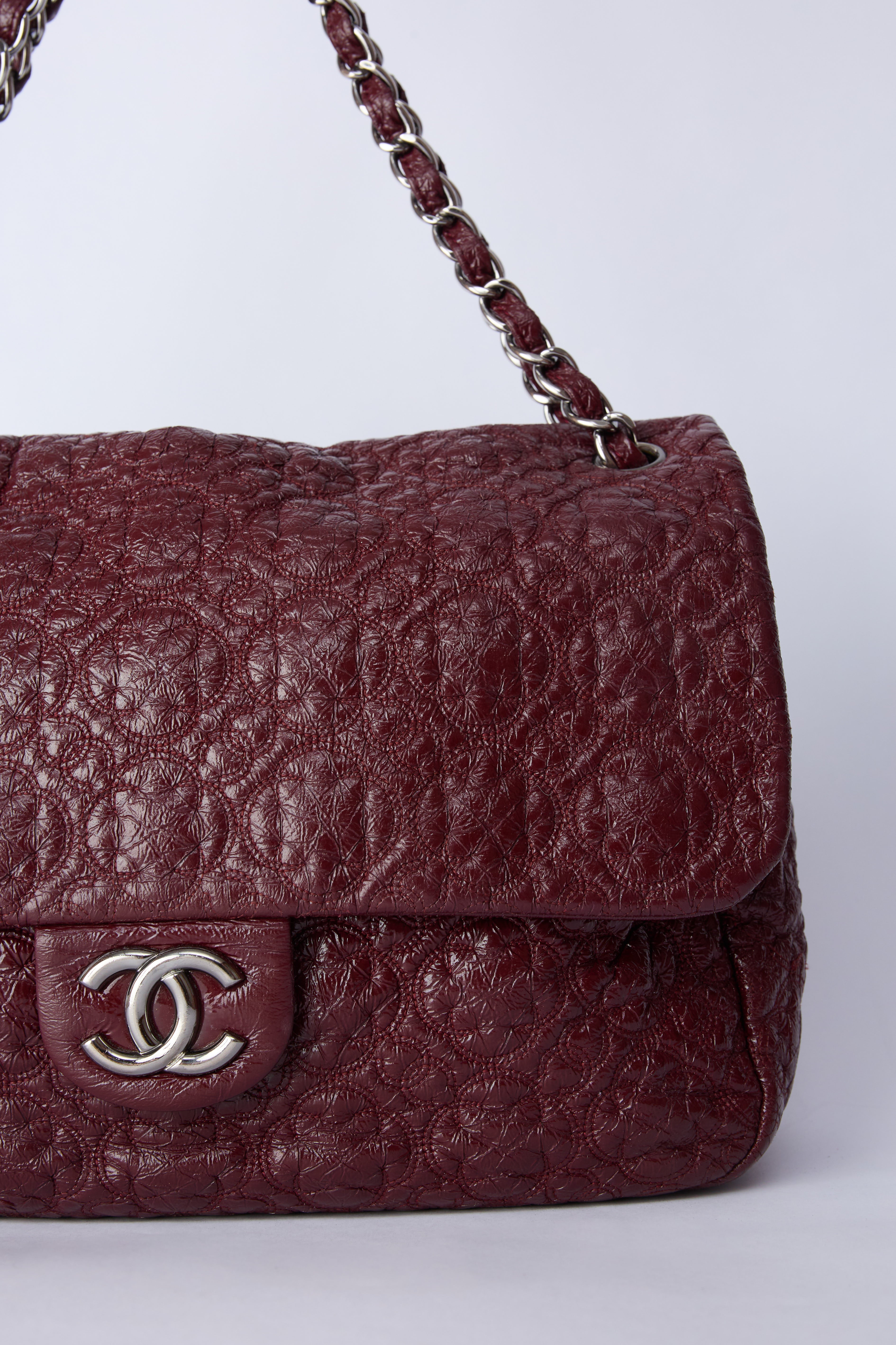 CHANEL BURGUNDY 'ROCK IN MOSCOW' JUMBO FLAP