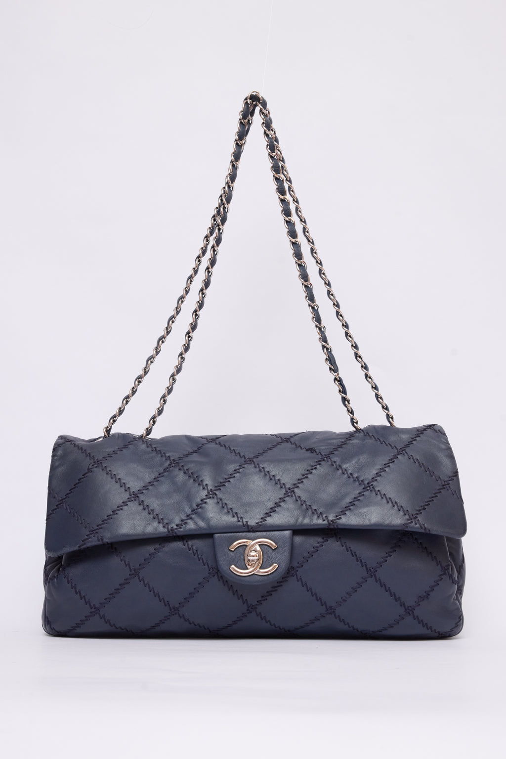 CHANEL NAVY BLUE STITCH FLAP