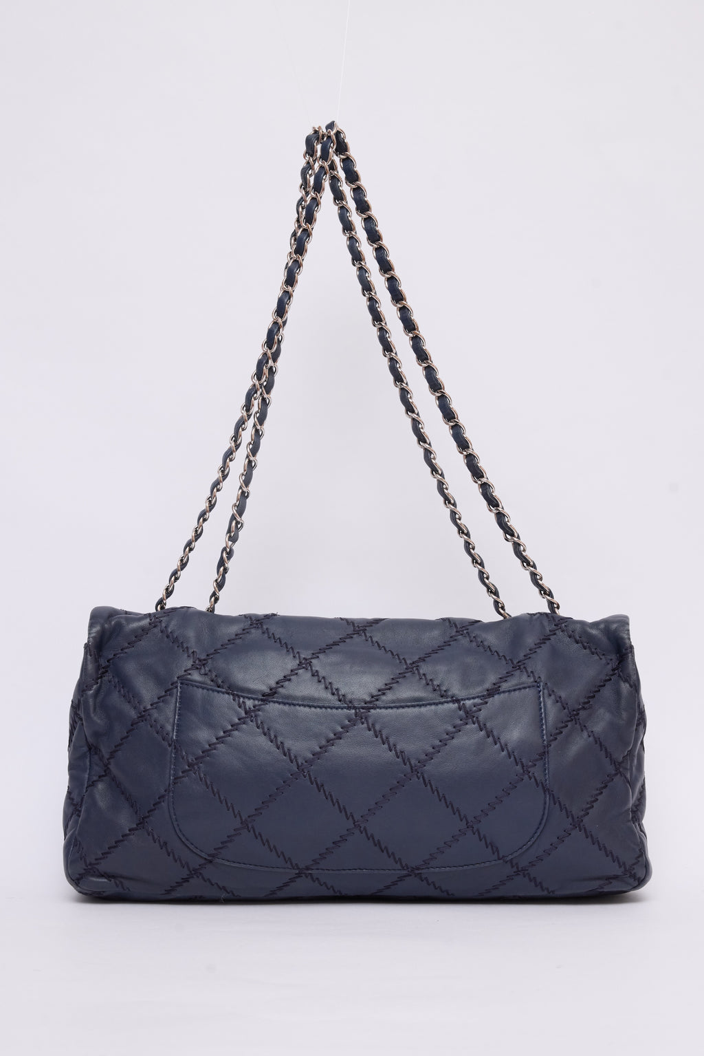 CHANEL NAVY BLUE STITCH FLAP