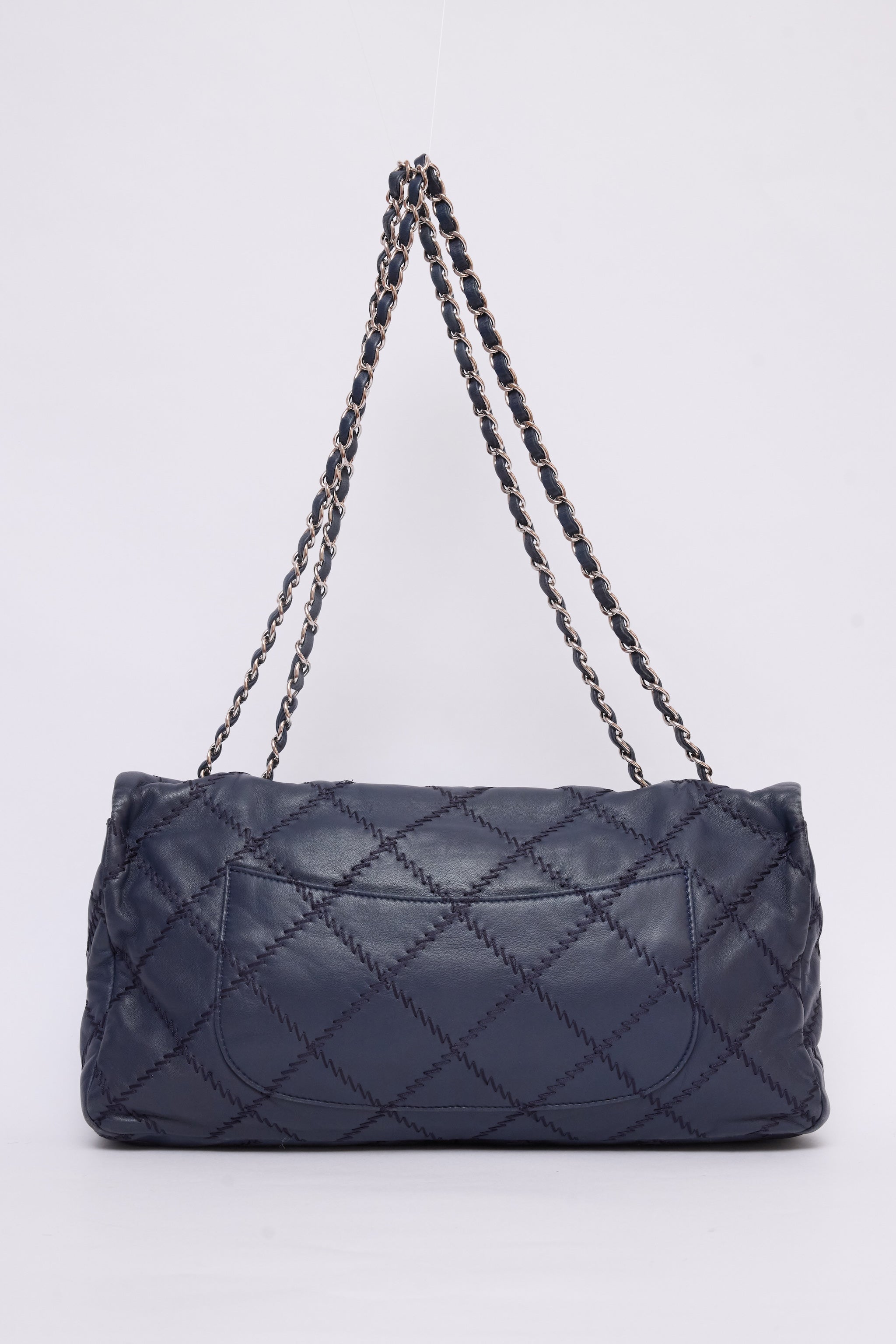 CHANEL NAVY BLUE STITCH FLAP
