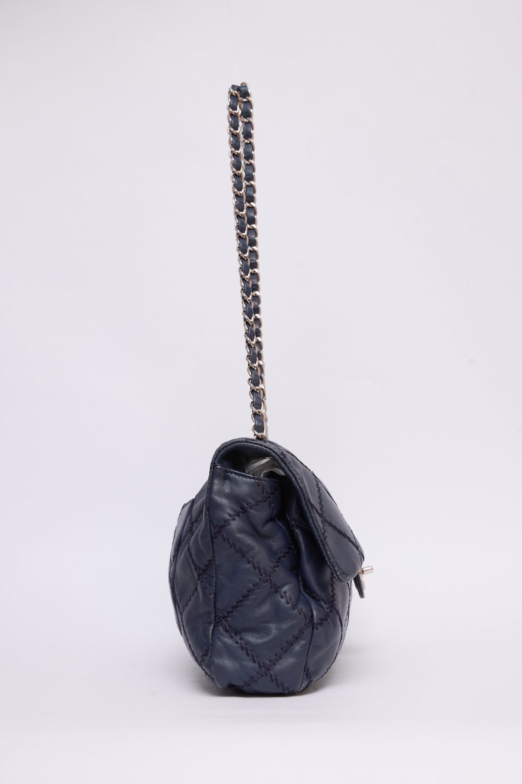 CHANEL NAVY BLUE STITCH FLAP