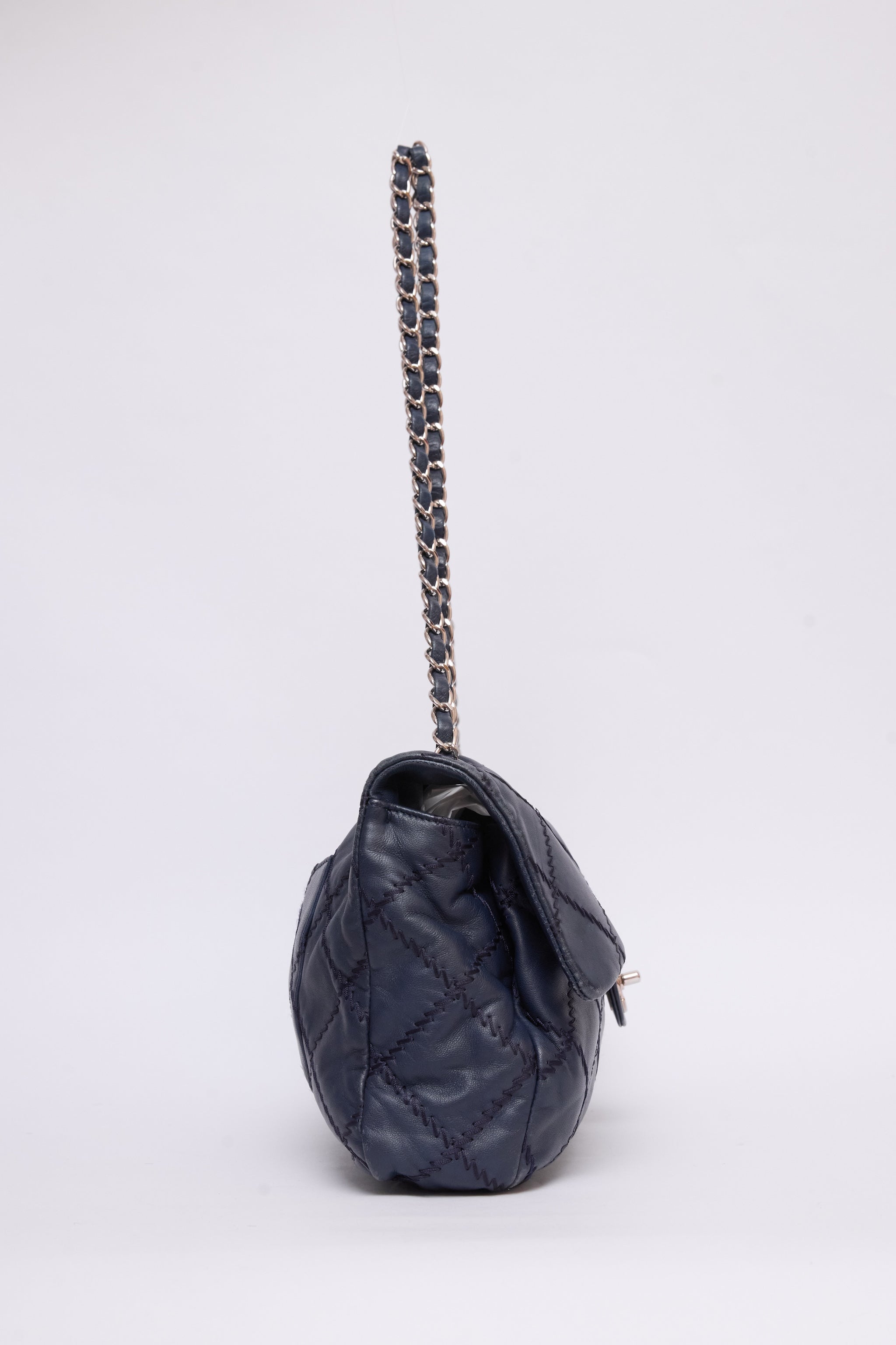 CHANEL NAVY BLUE STITCH FLAP