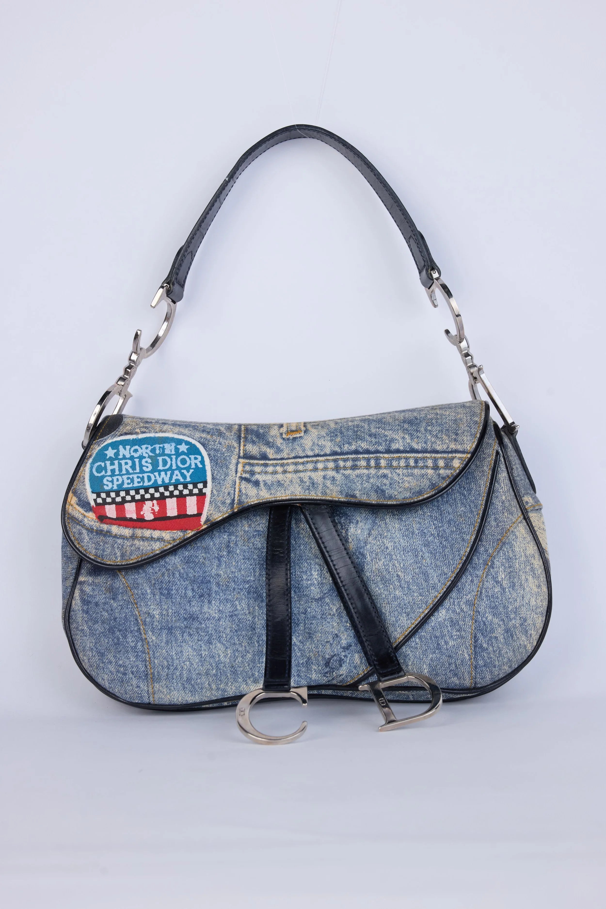 DIOR DOUBLE SADDLE  SPEEDWAY PRINT DENIM
