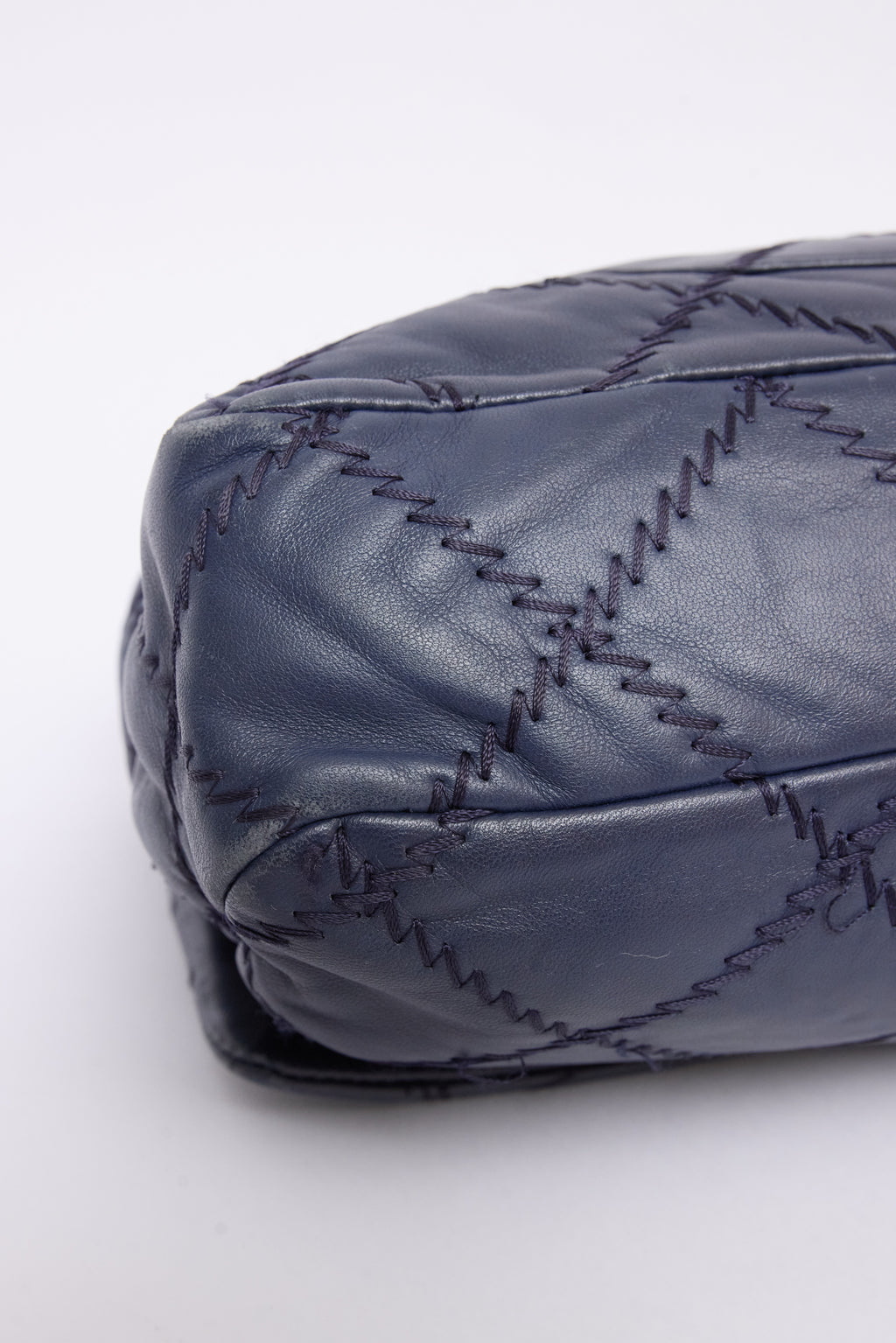 CHANEL NAVY BLUE STITCH FLAP