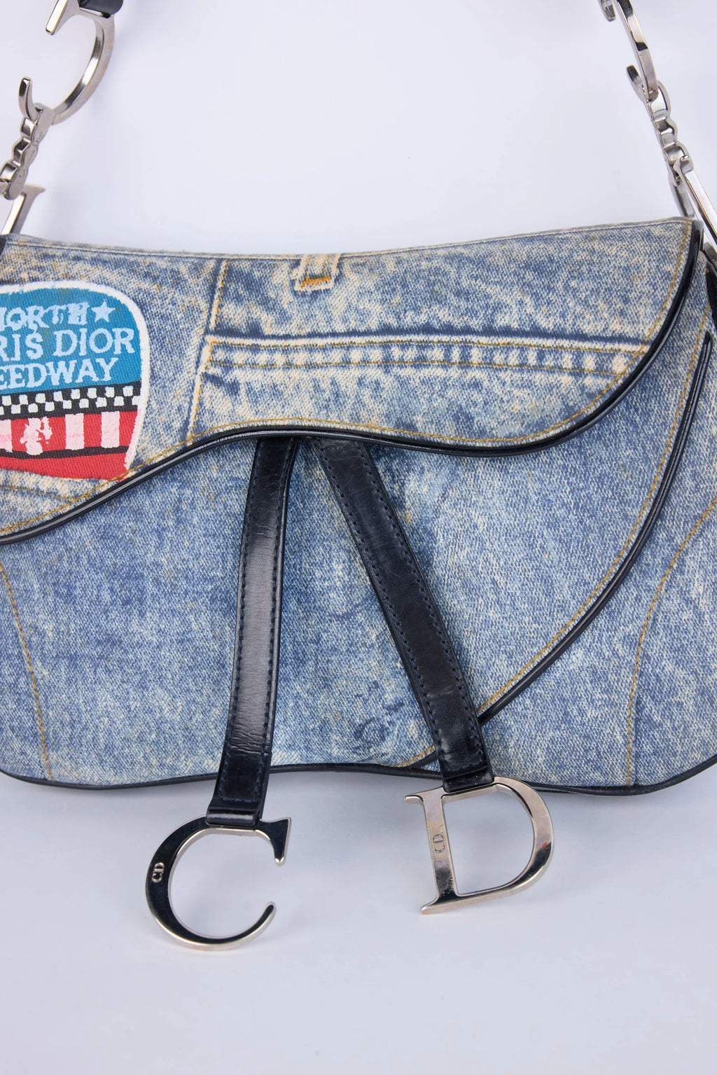 DIOR DOUBLE SADDLE  SPEEDWAY PRINT DENIM
