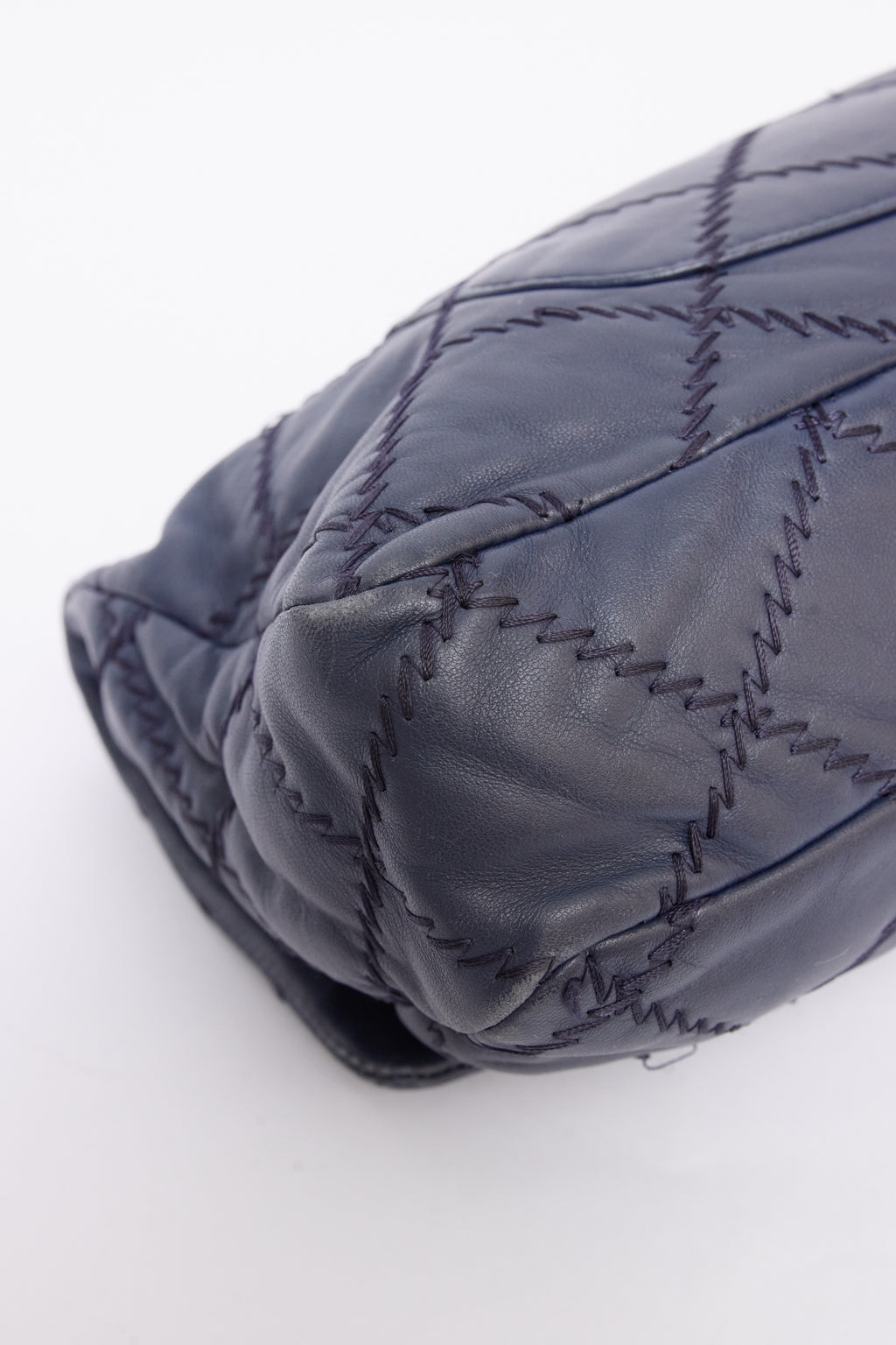 CHANEL NAVY BLUE STITCH FLAP