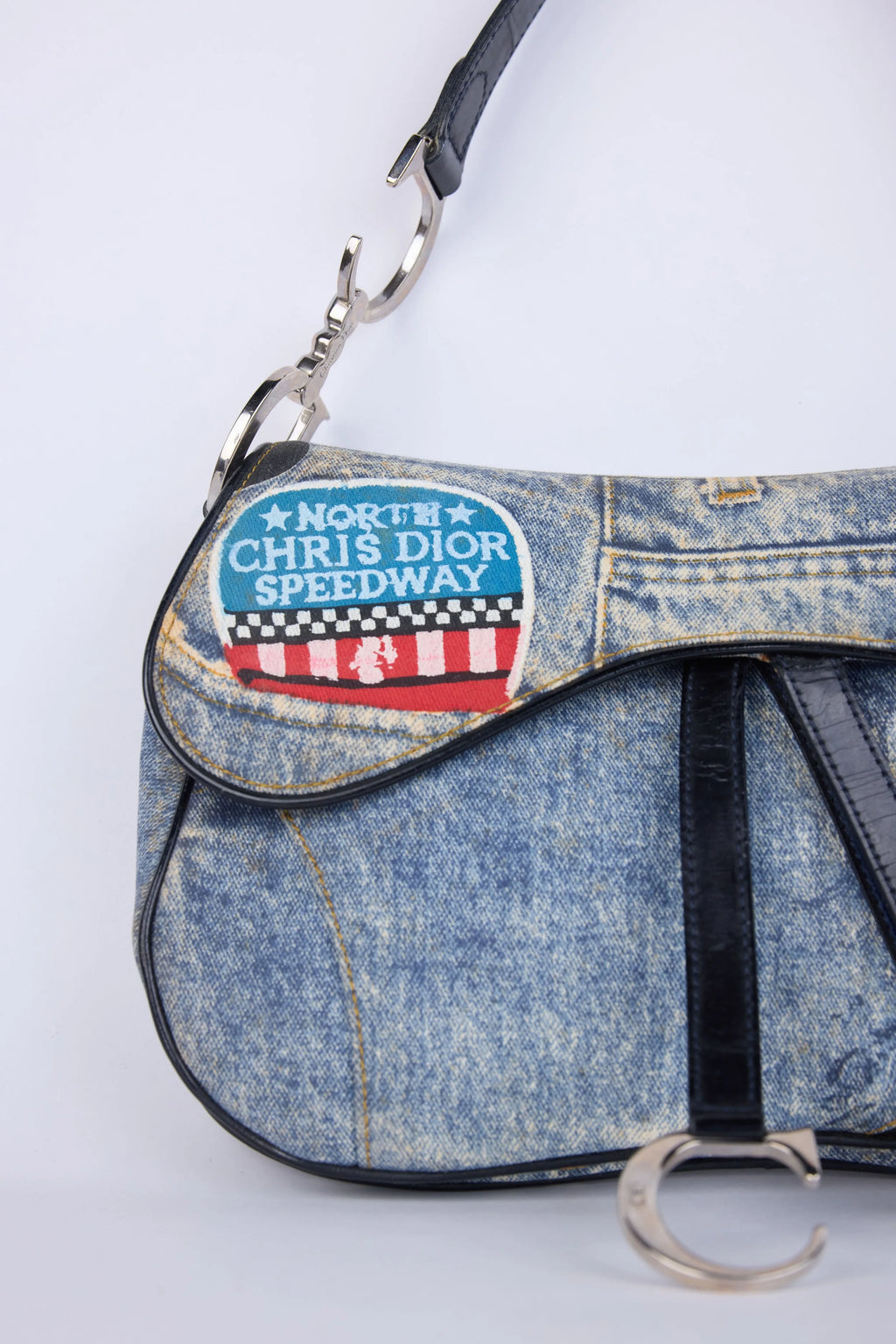 DIOR DOUBLE SADDLE  SPEEDWAY PRINT DENIM