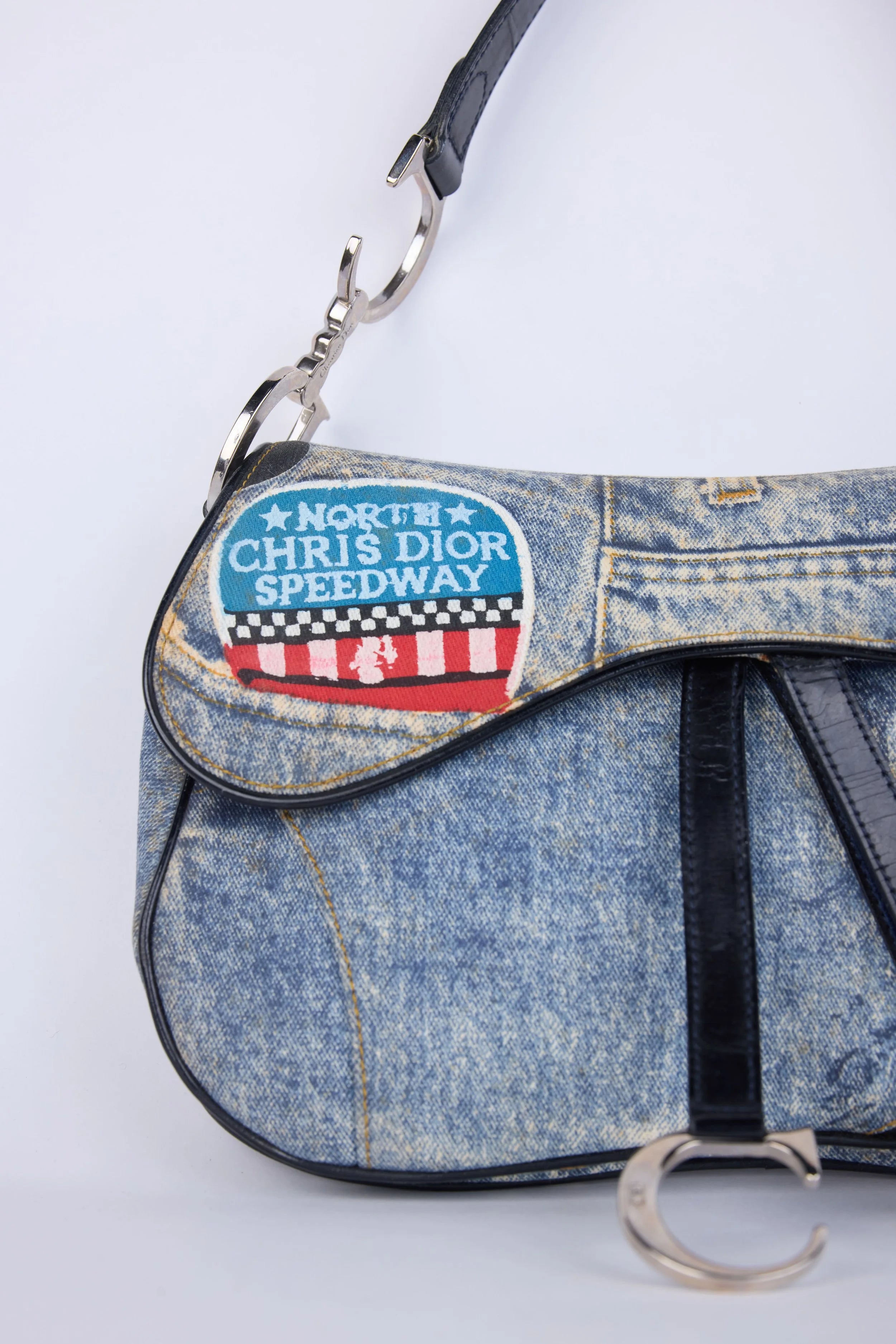 DIOR DOUBLE SADDLE  SPEEDWAY PRINT DENIM