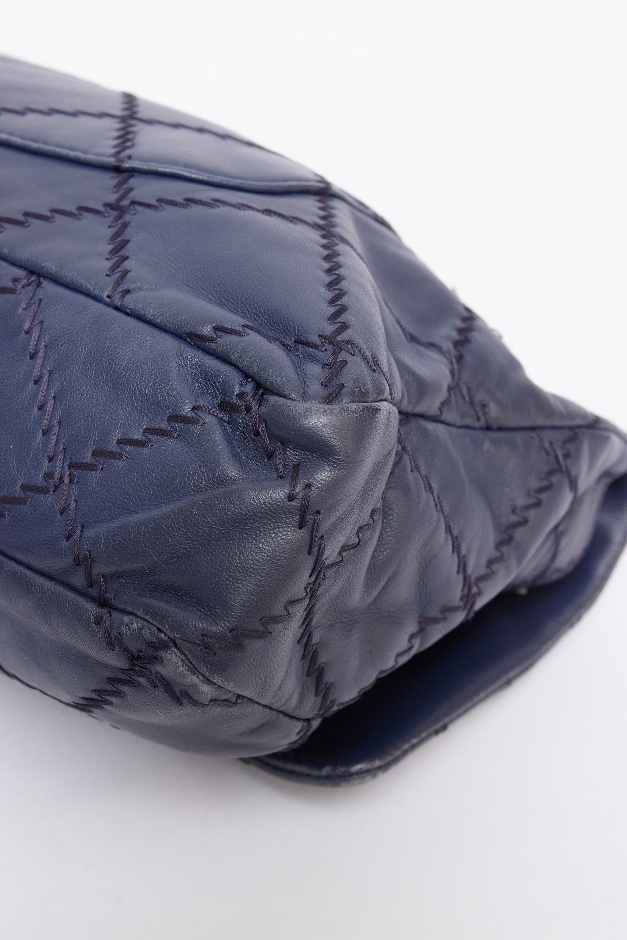 CHANEL NAVY BLUE STITCH FLAP