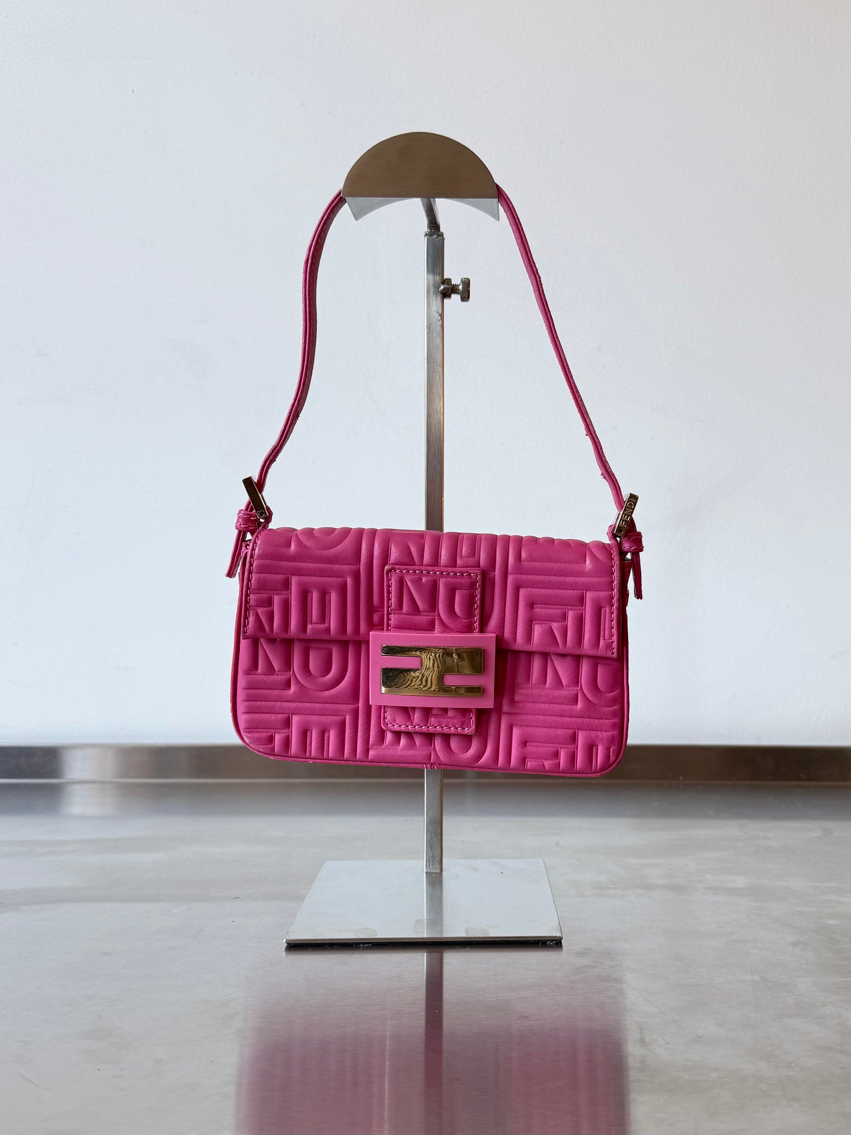 FENDI PINK NAPPA MINI BAGUETTE