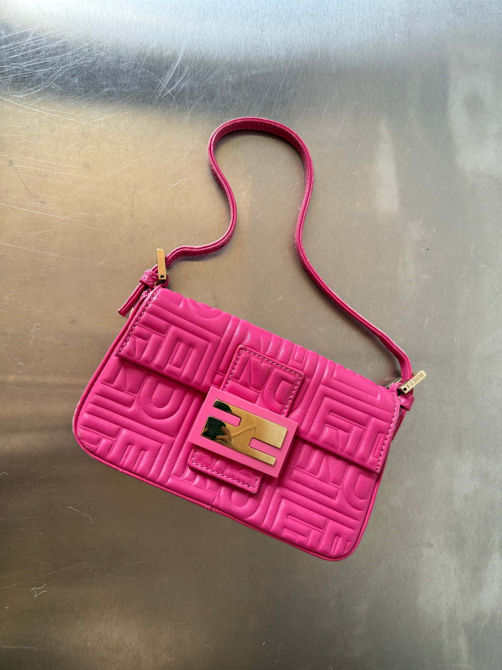 FENDI PINK NAPPA MINI BAGUETTE