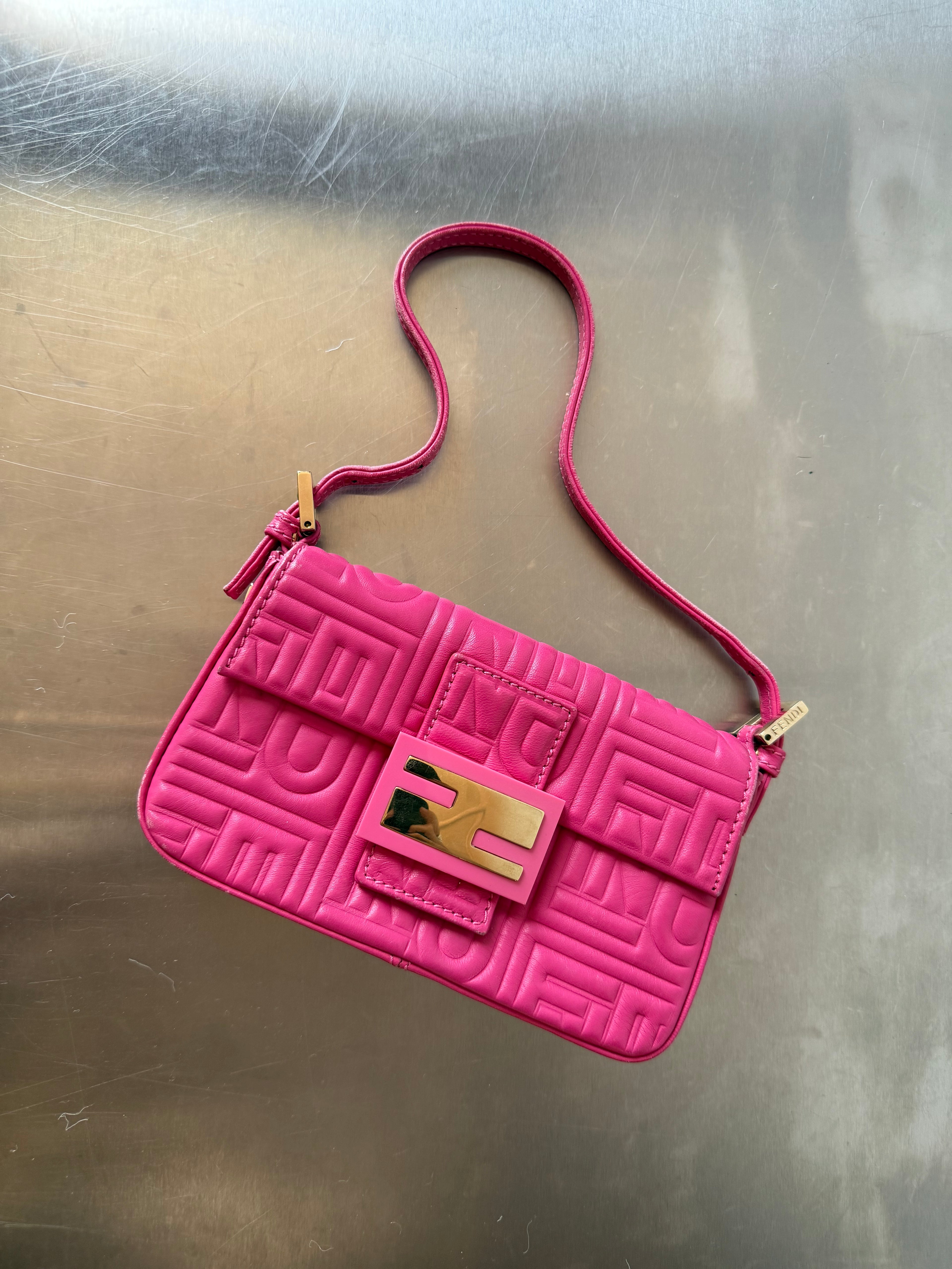 FENDI PINK NAPPA MINI BAGUETTE