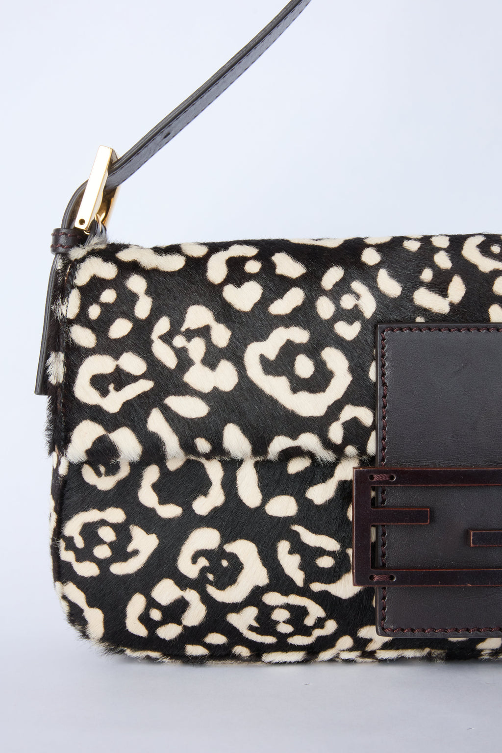 FENDI BLACK & WHITE LEOPARD PRINT BAGUETTE