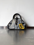 DIOR DENIM PRINT DOUBLE SPEEDWAY MINI BOWLER