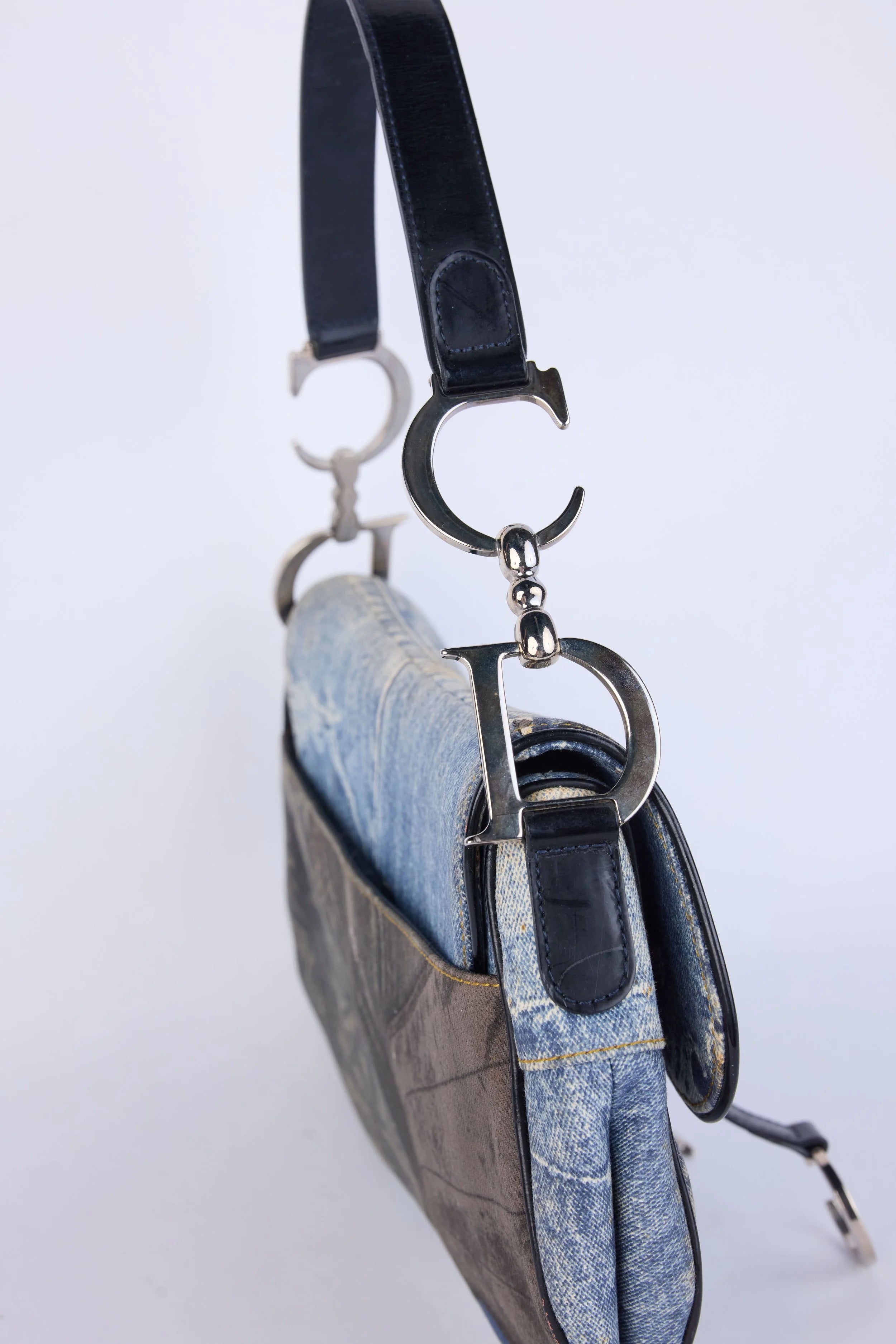 DIOR DOUBLE SADDLE  SPEEDWAY PRINT DENIM