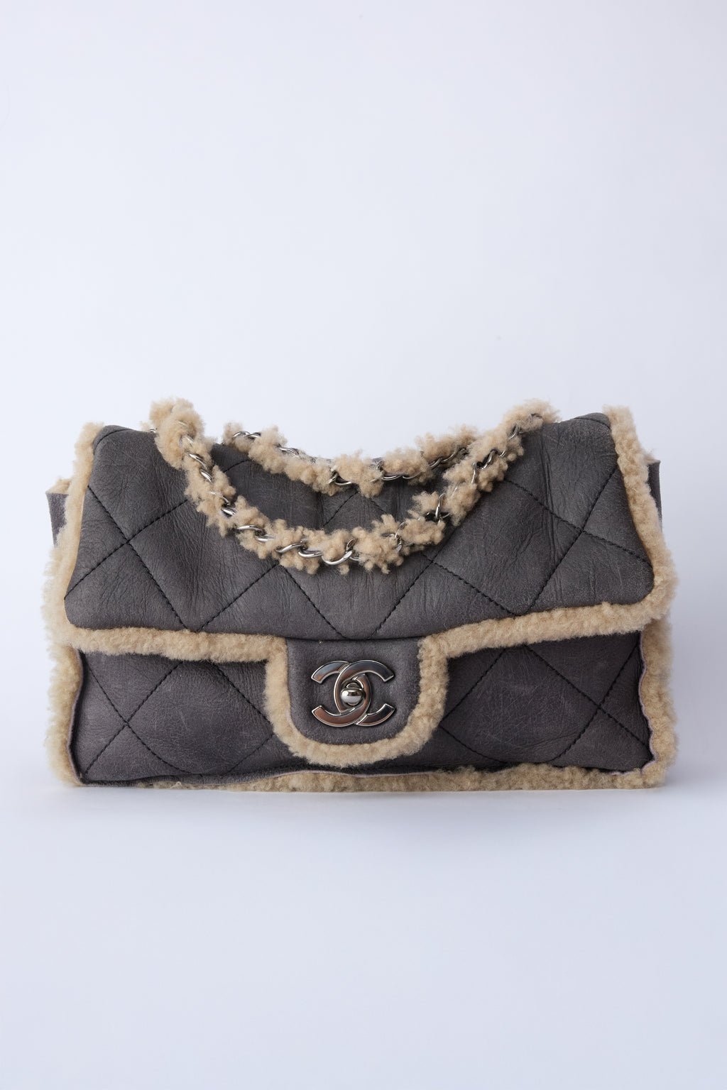 CHANEL SHEARLING LEATHER FLAP