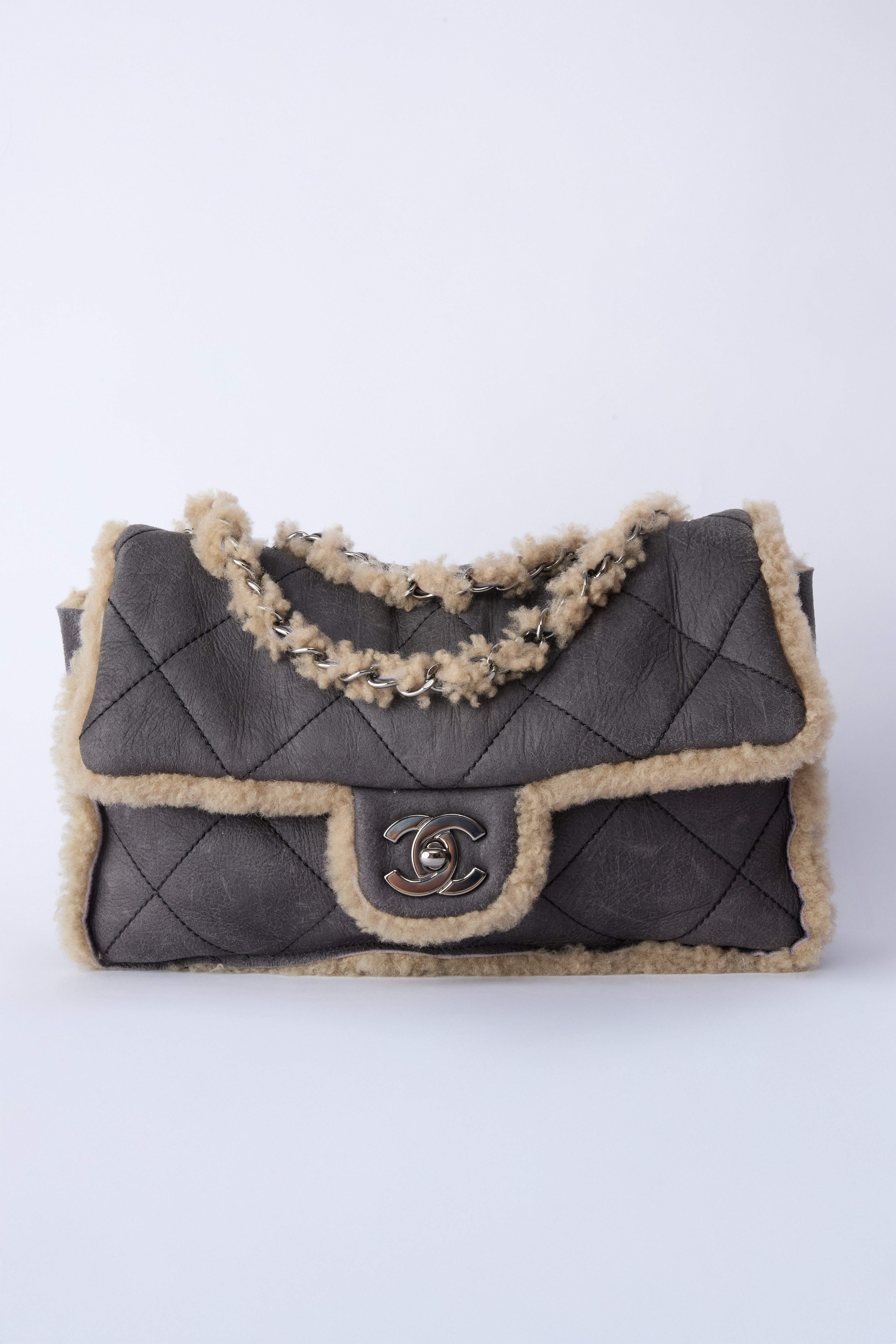 CHANEL SHEARLING LEATHER FLAP