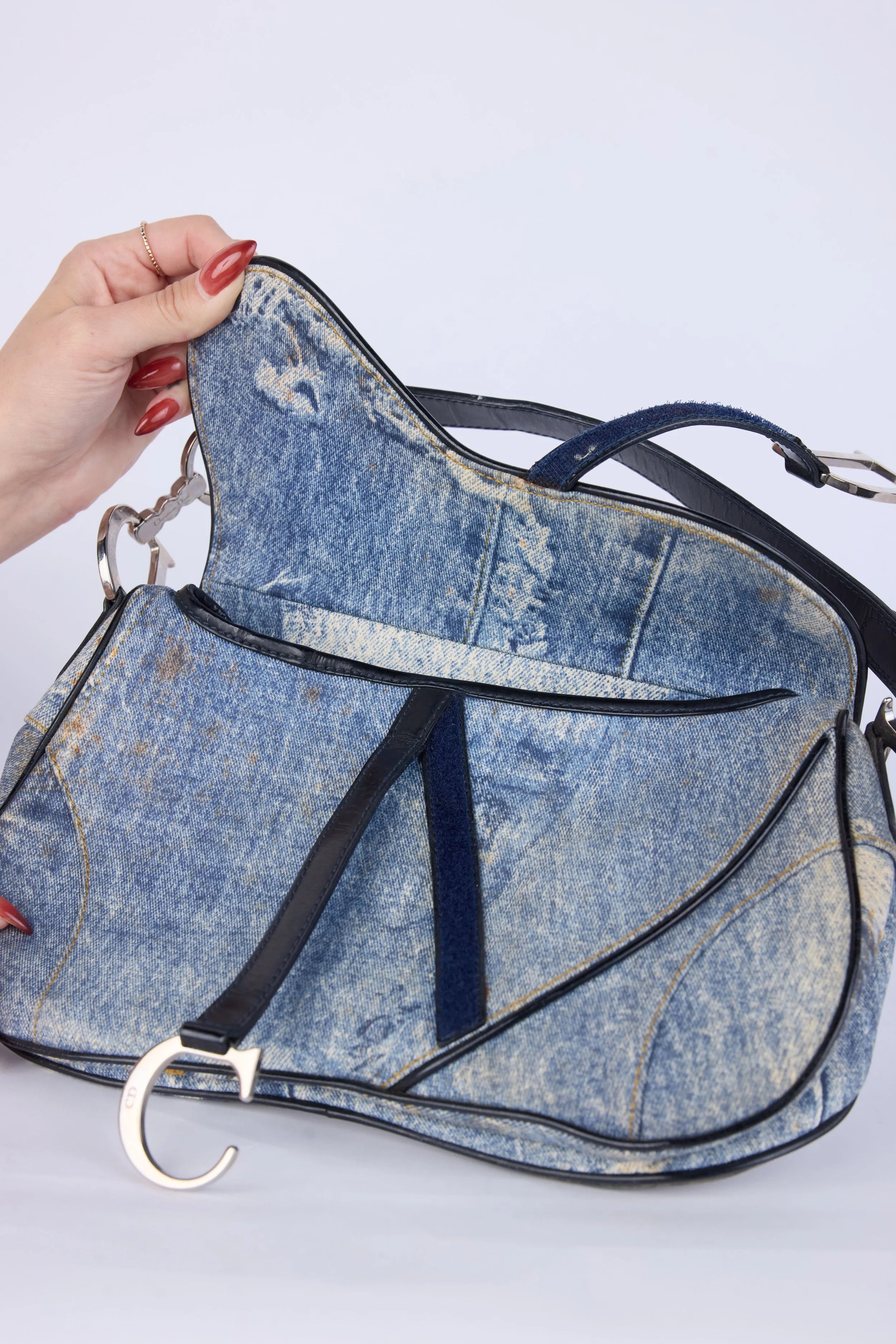 DIOR DOUBLE SADDLE  SPEEDWAY PRINT DENIM