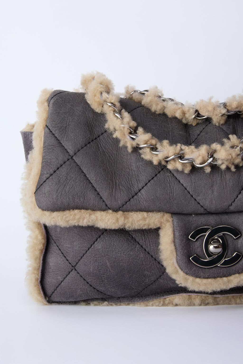 CHANEL SHEARLING LEATHER FLAP