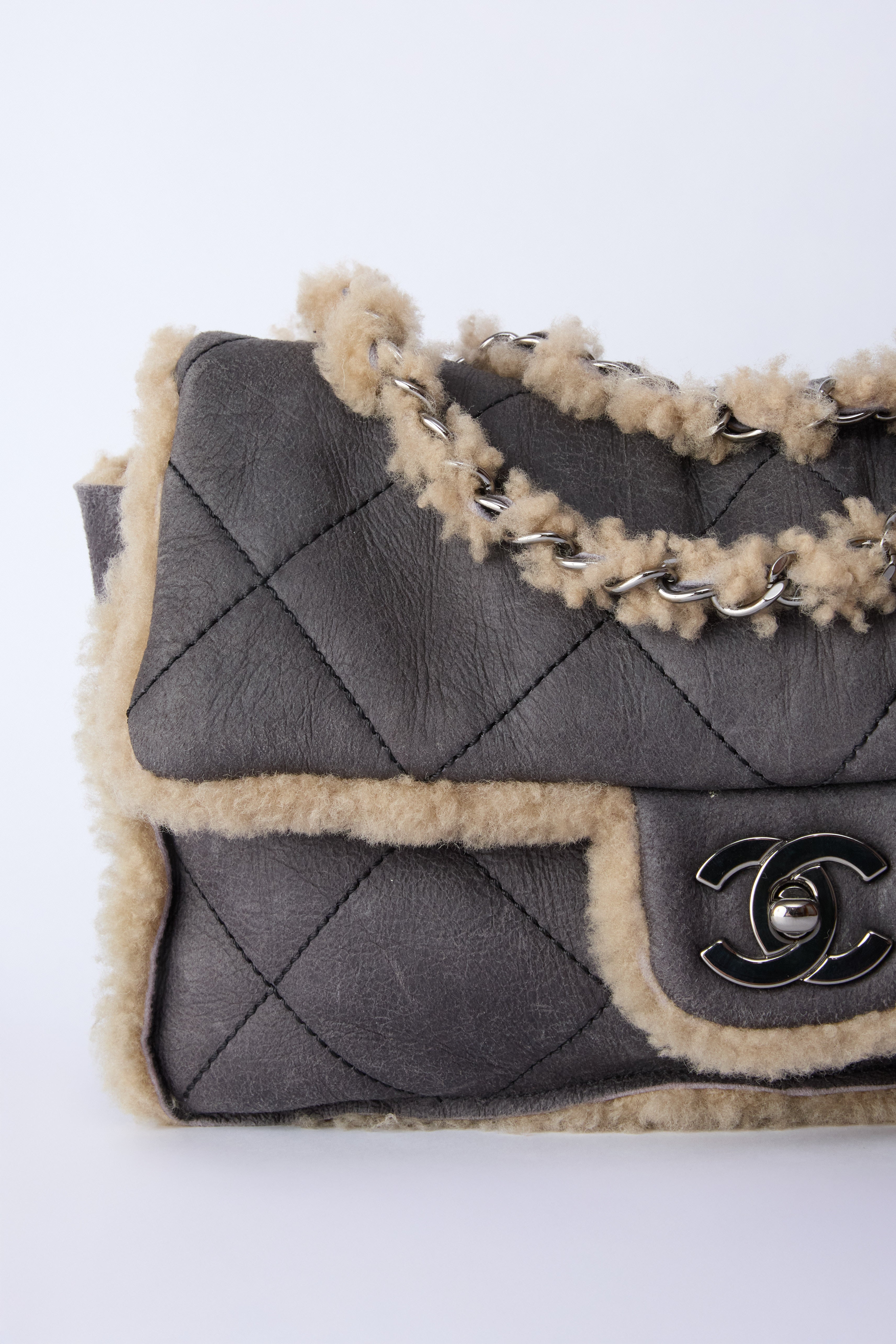 CHANEL SHEARLING LEATHER FLAP