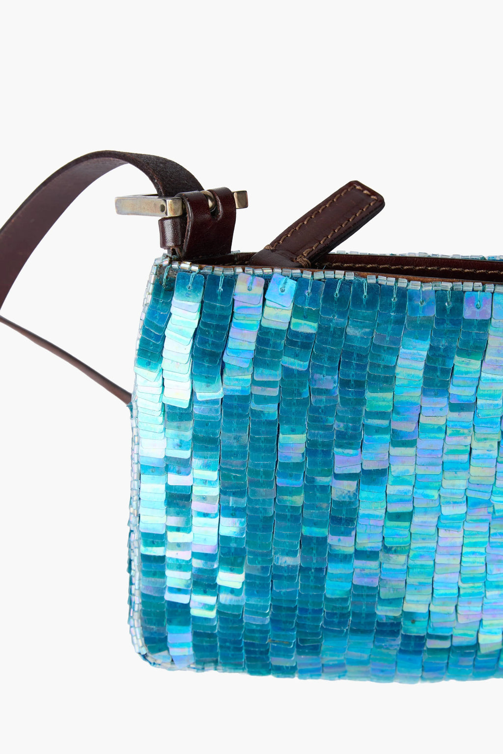 Rare Fendi Blue Sequin Beaded Baguette Crossbody