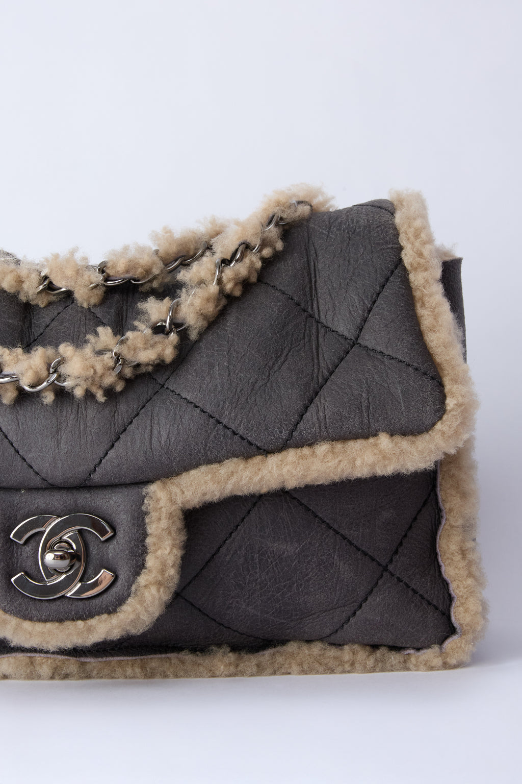 CHANEL SHEARLING LEATHER FLAP