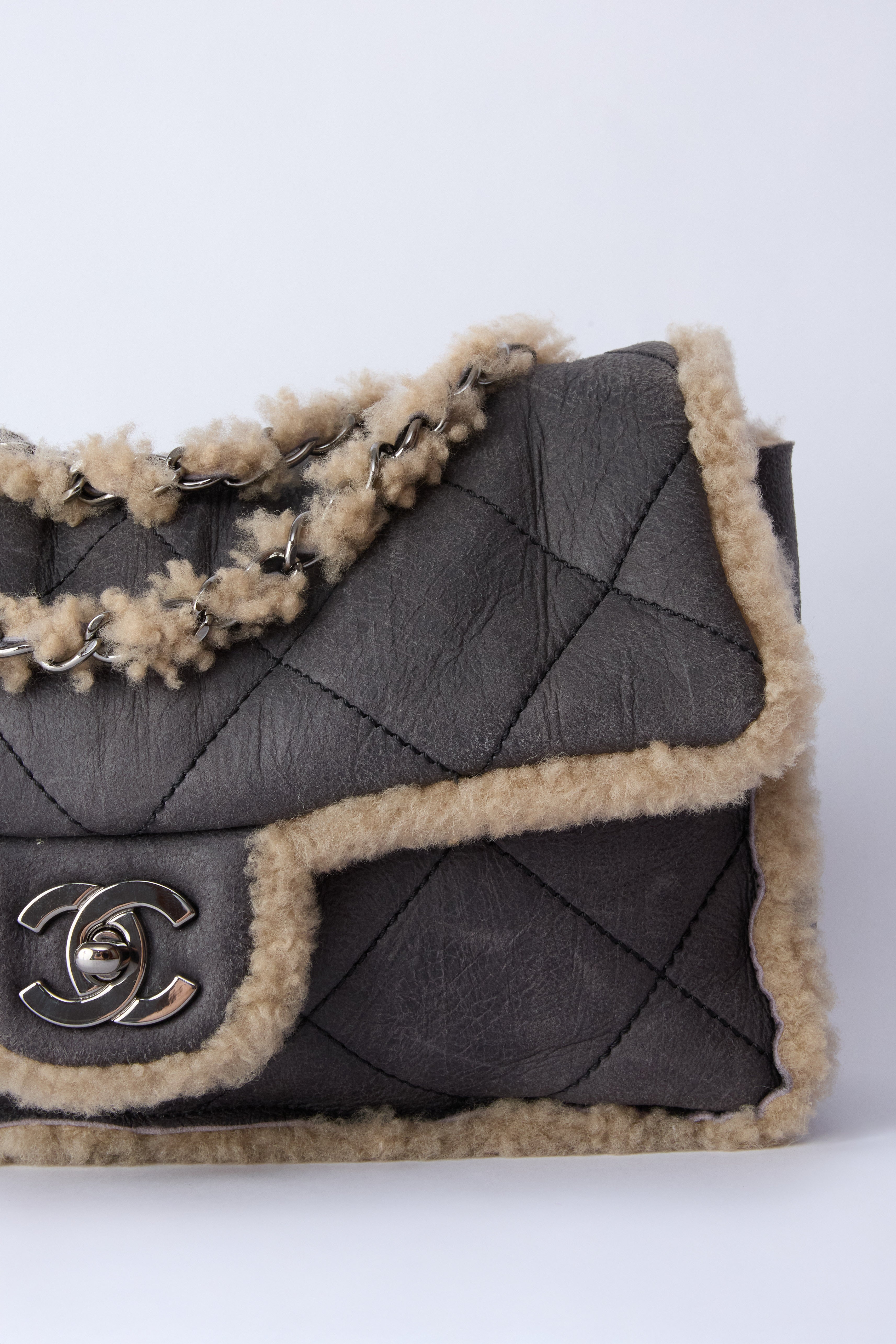 CHANEL SHEARLING LEATHER FLAP