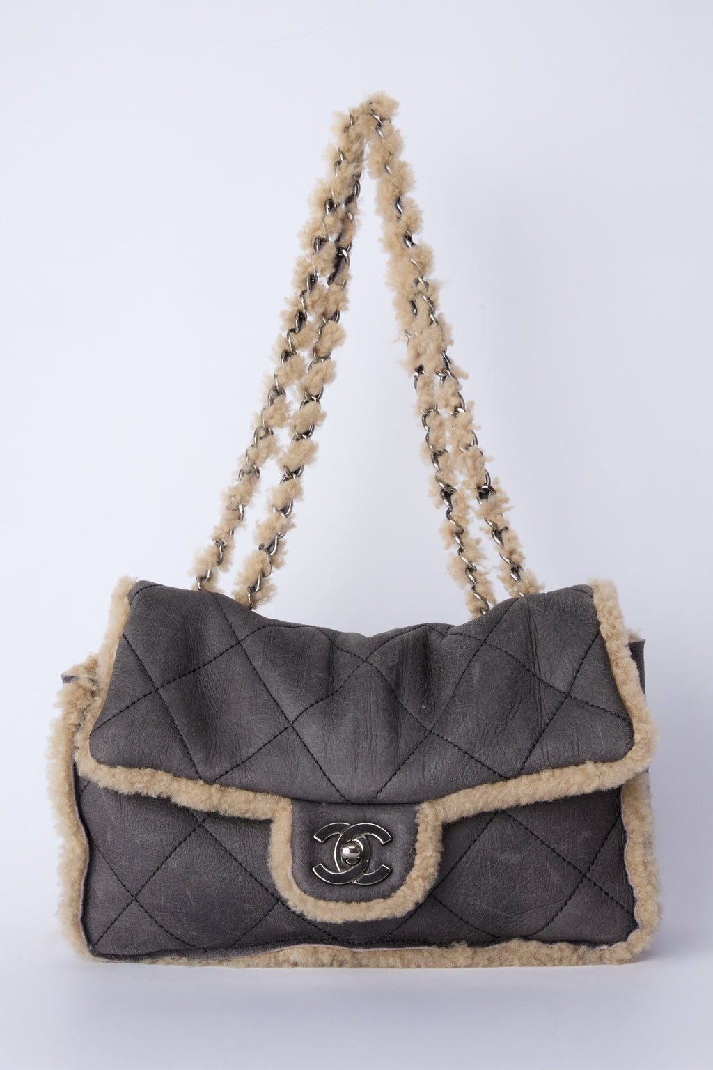 CHANEL SHEARLING LEATHER FLAP