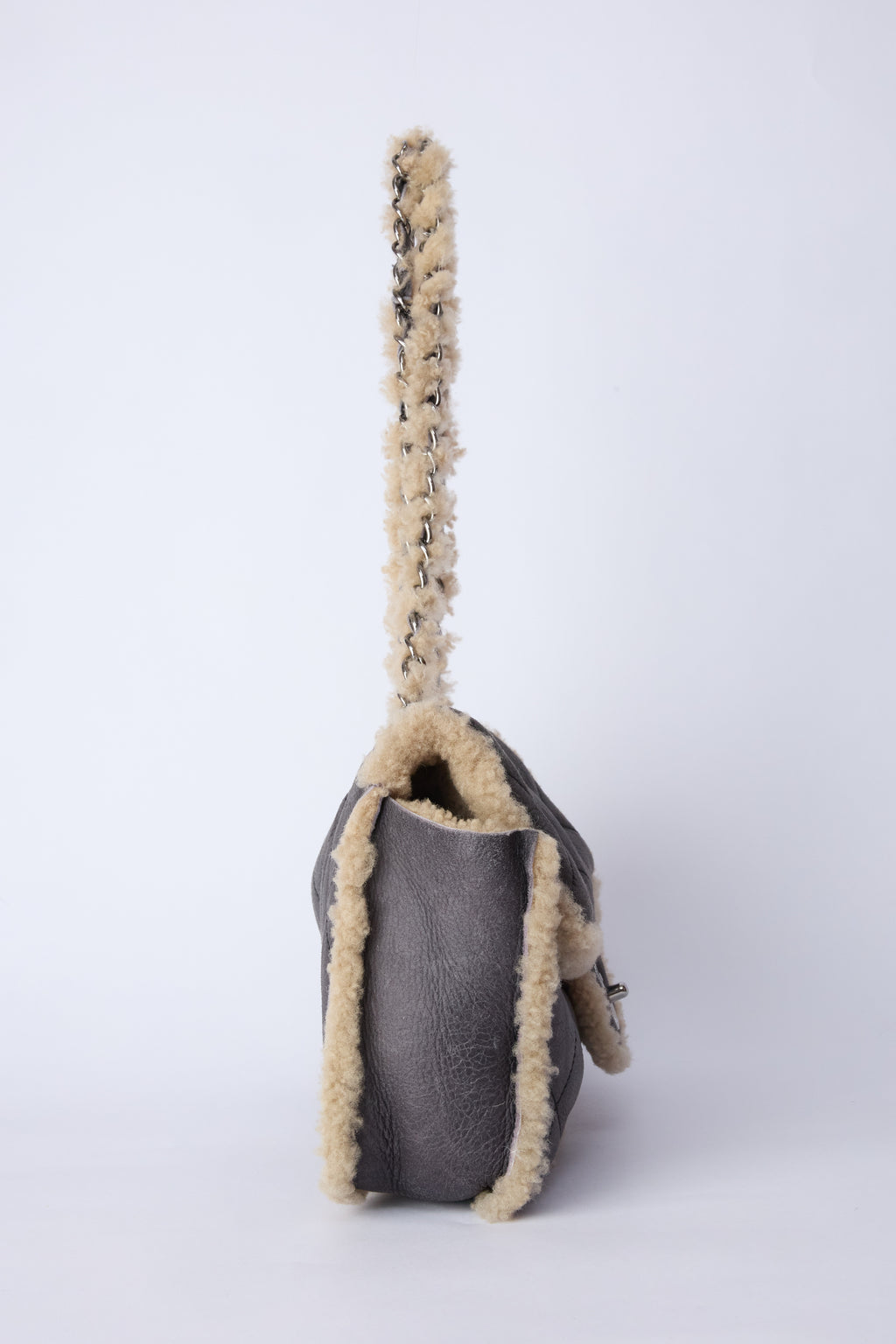 CHANEL SHEARLING LEATHER FLAP