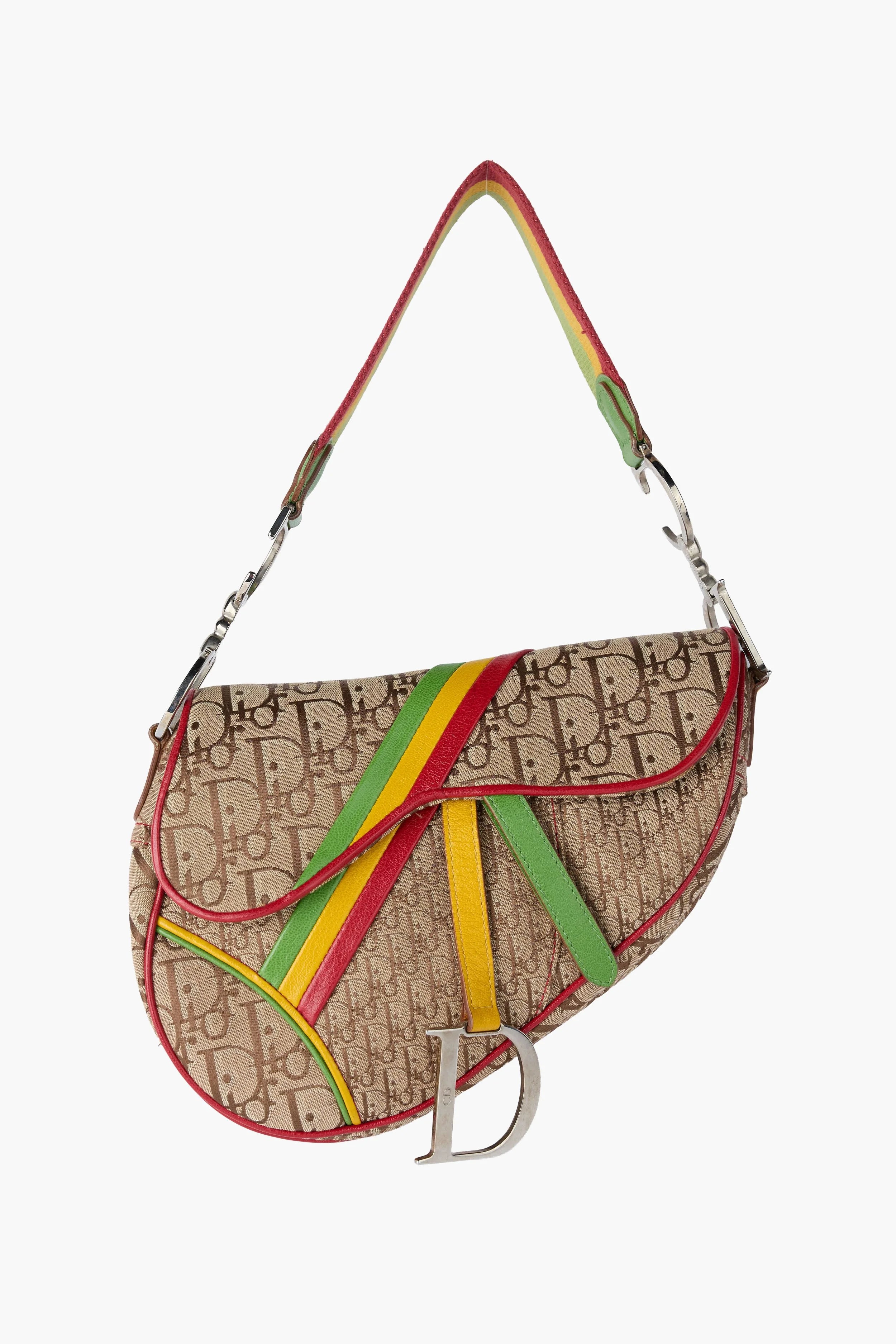 Dior 2004 Rasta Tricolor Saddle Handbag