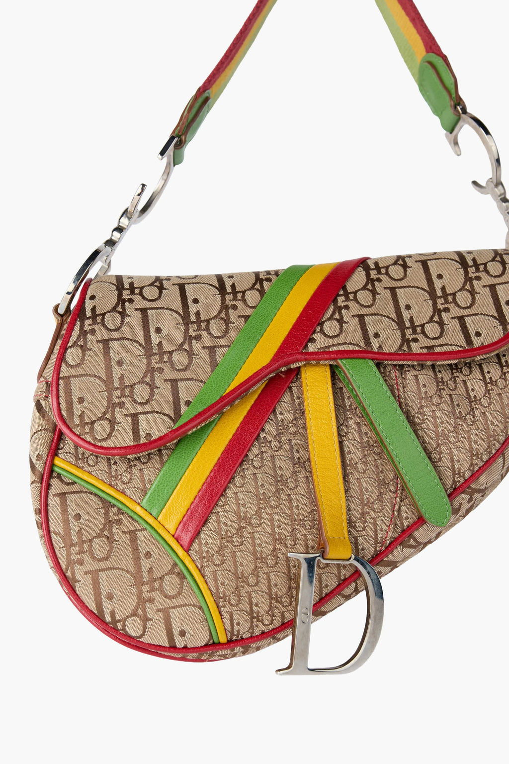 Dior 2004 Rasta Tricolor Saddle Handbag