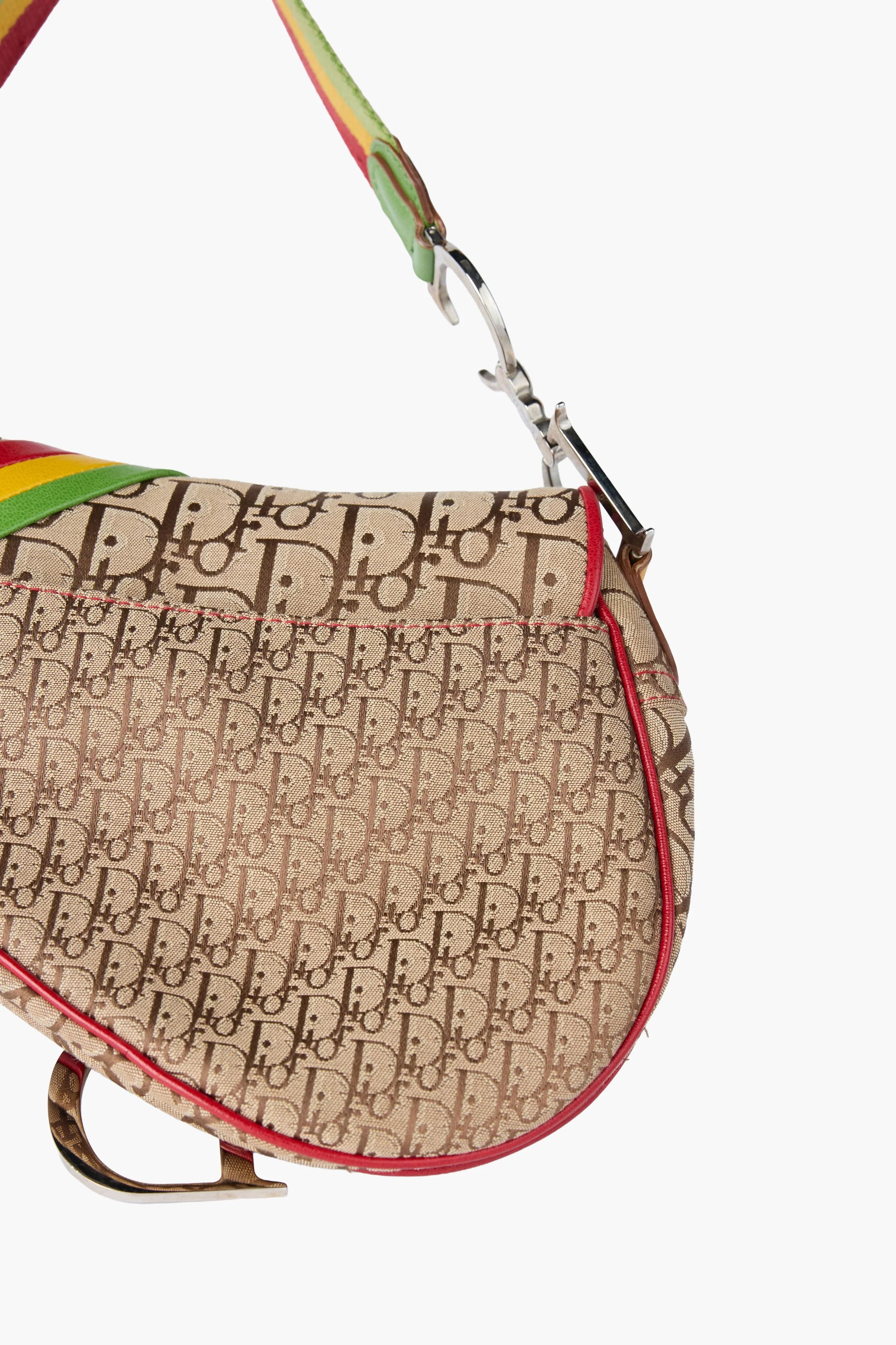 Dior 2004 Rasta Tricolor Saddle Handbag