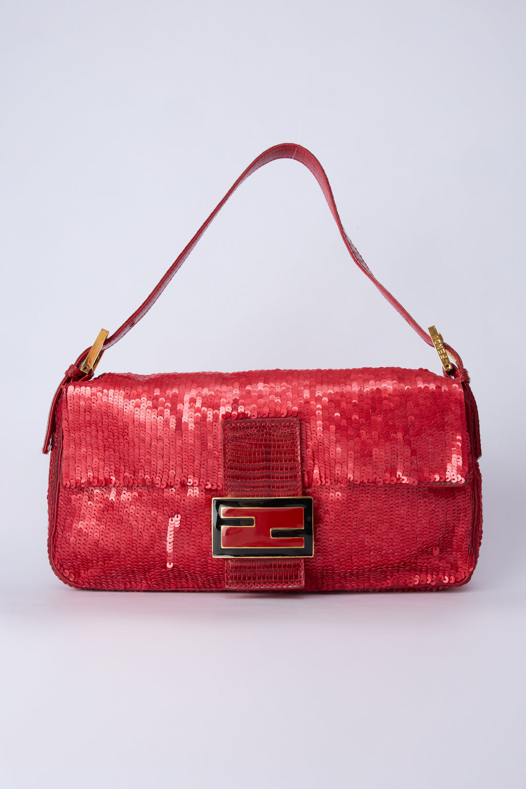 FENDI RED SEQUIN BAGUETTE