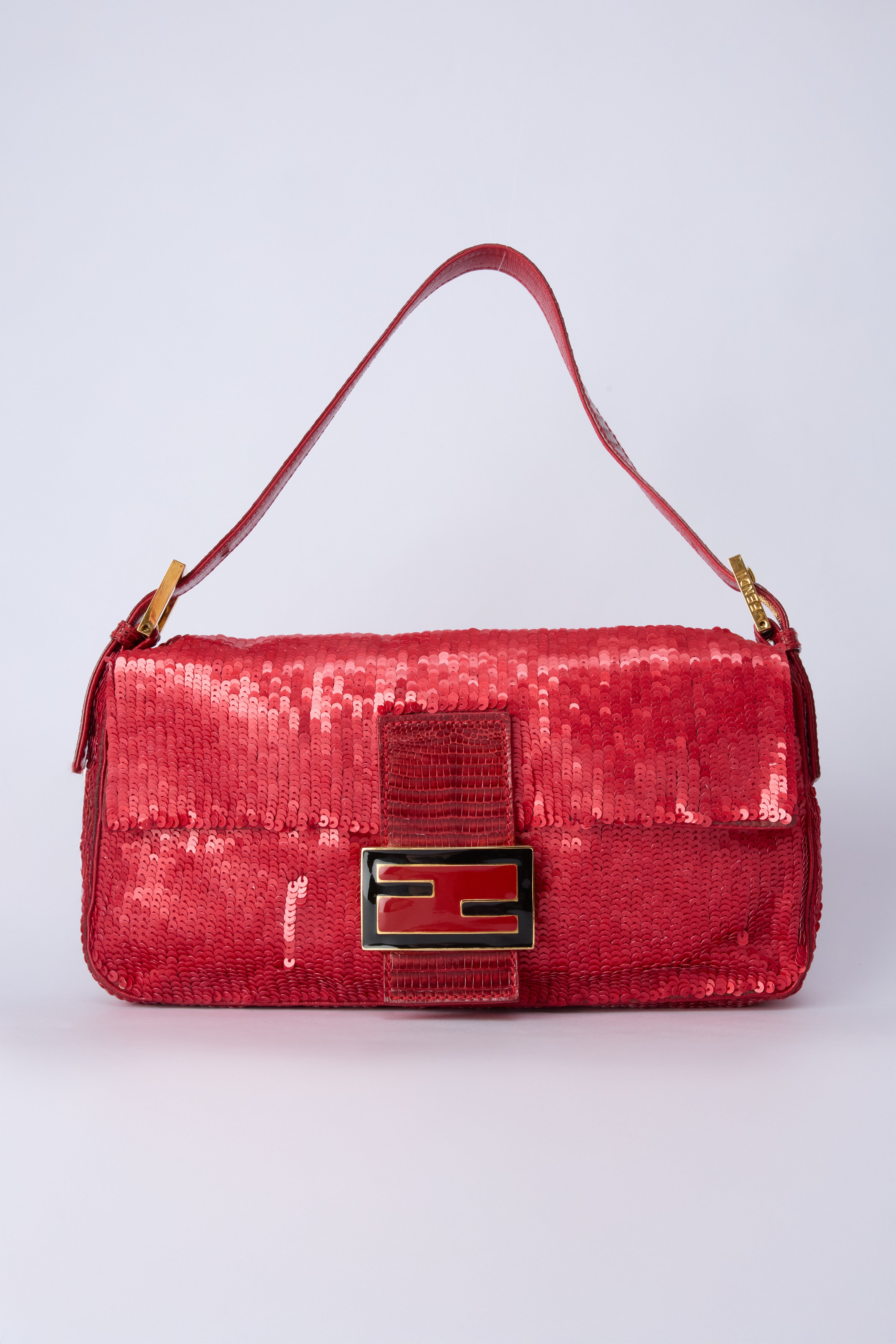 FENDI RED SEQUIN BAGUETTE