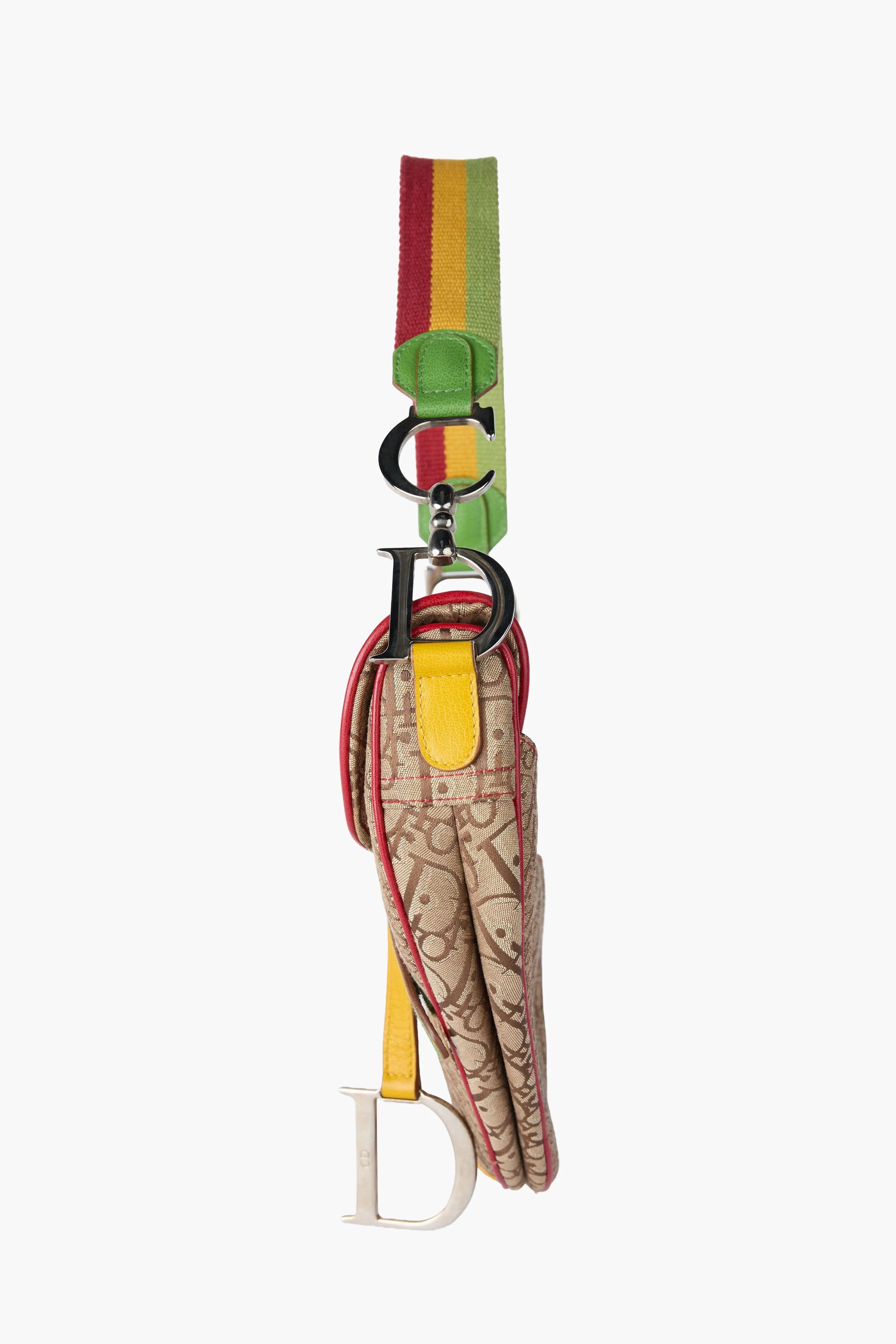 Dior 2004 Rasta Tricolor Saddle Handbag