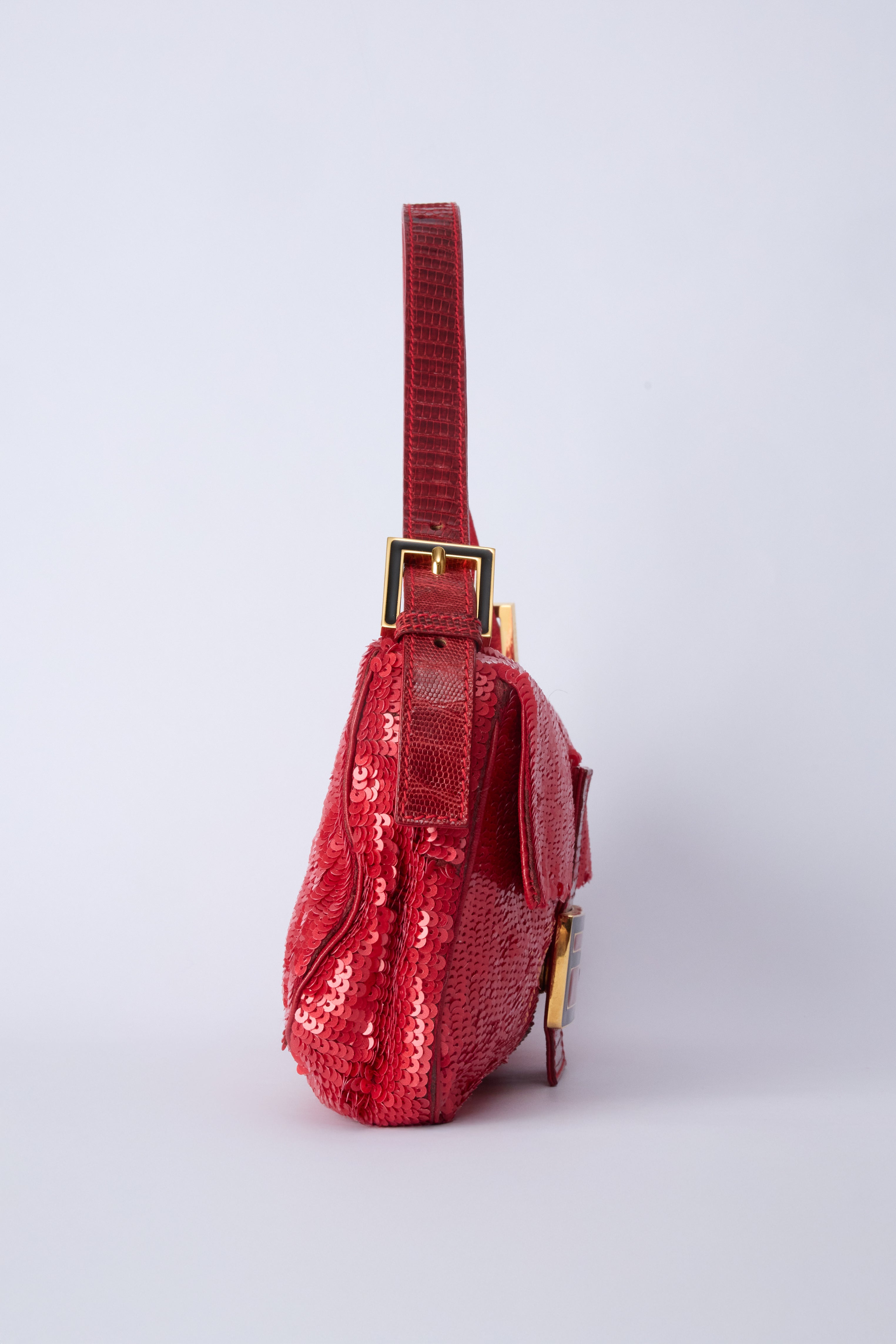 FENDI RED SEQUIN BAGUETTE