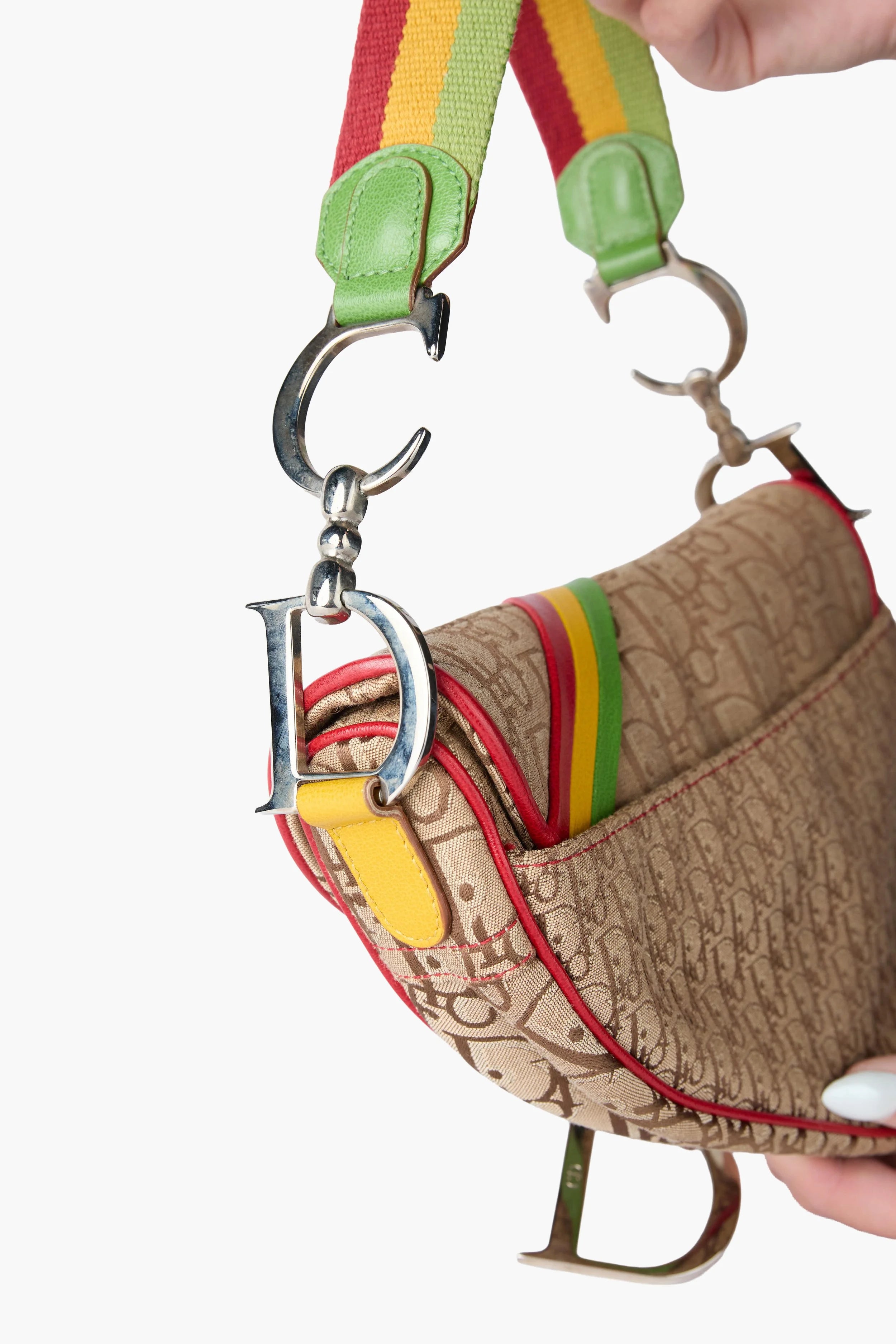 Dior 2004 Rasta Tricolor Saddle Handbag
