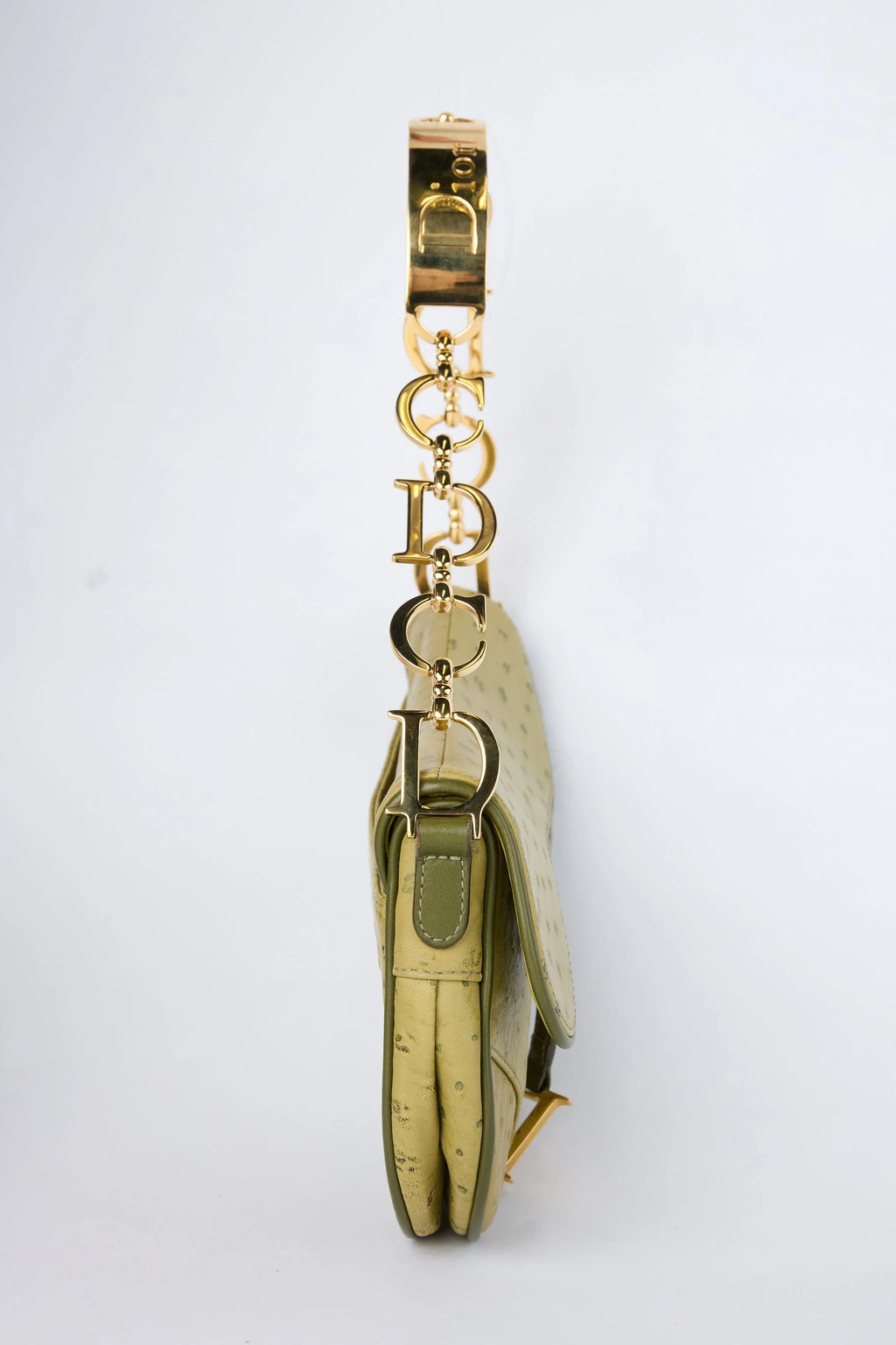 RARE DIOR GREEN OSTRICH SMALL SADDLE