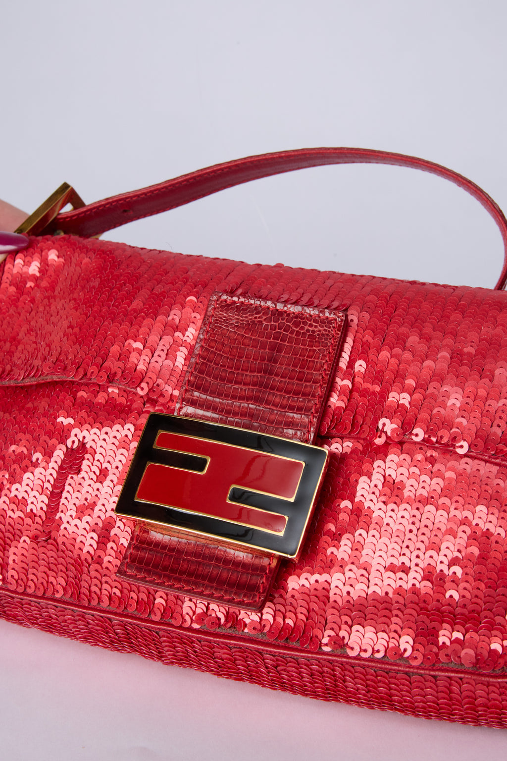 FENDI RED SEQUIN BAGUETTE