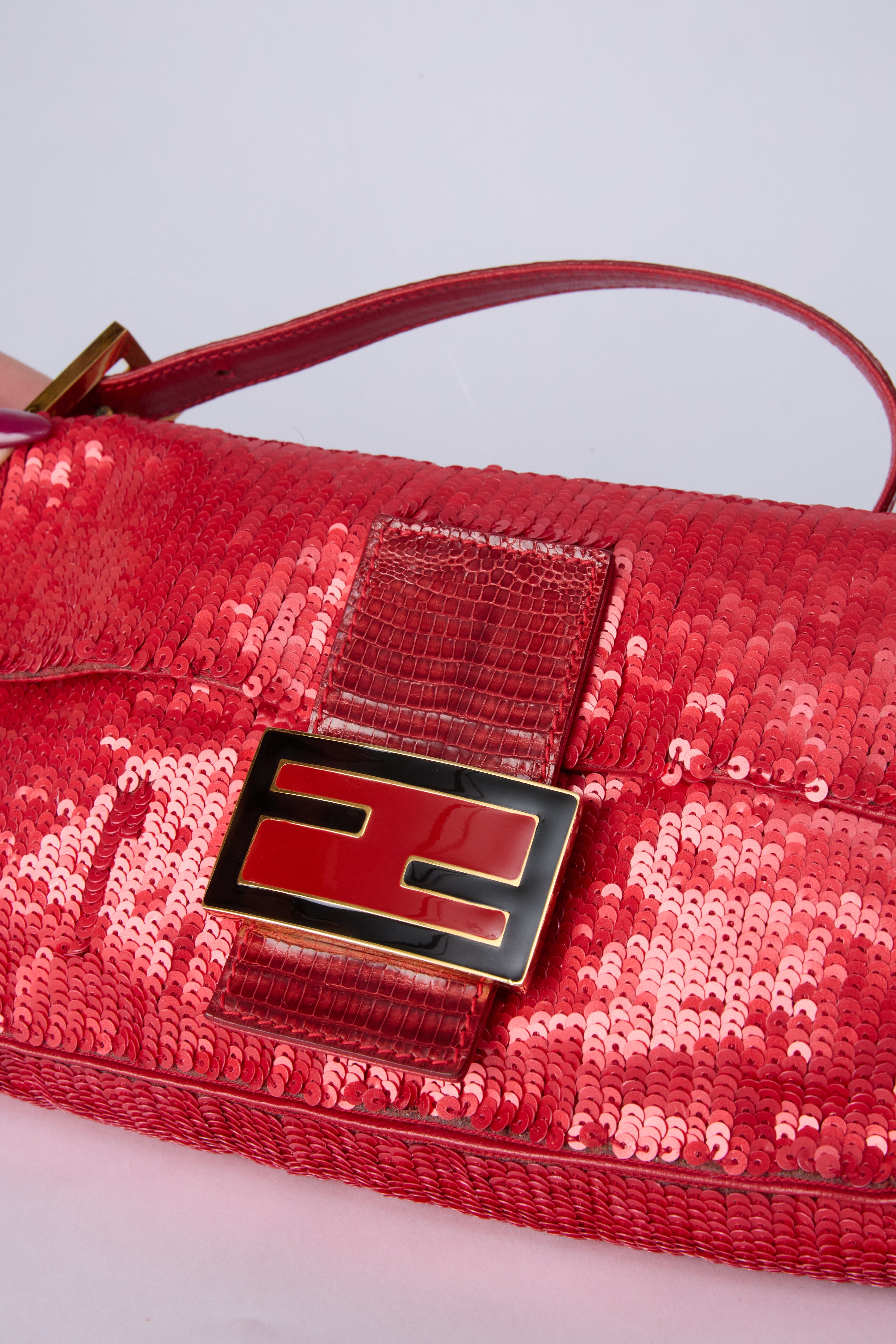 FENDI RED SEQUIN BAGUETTE