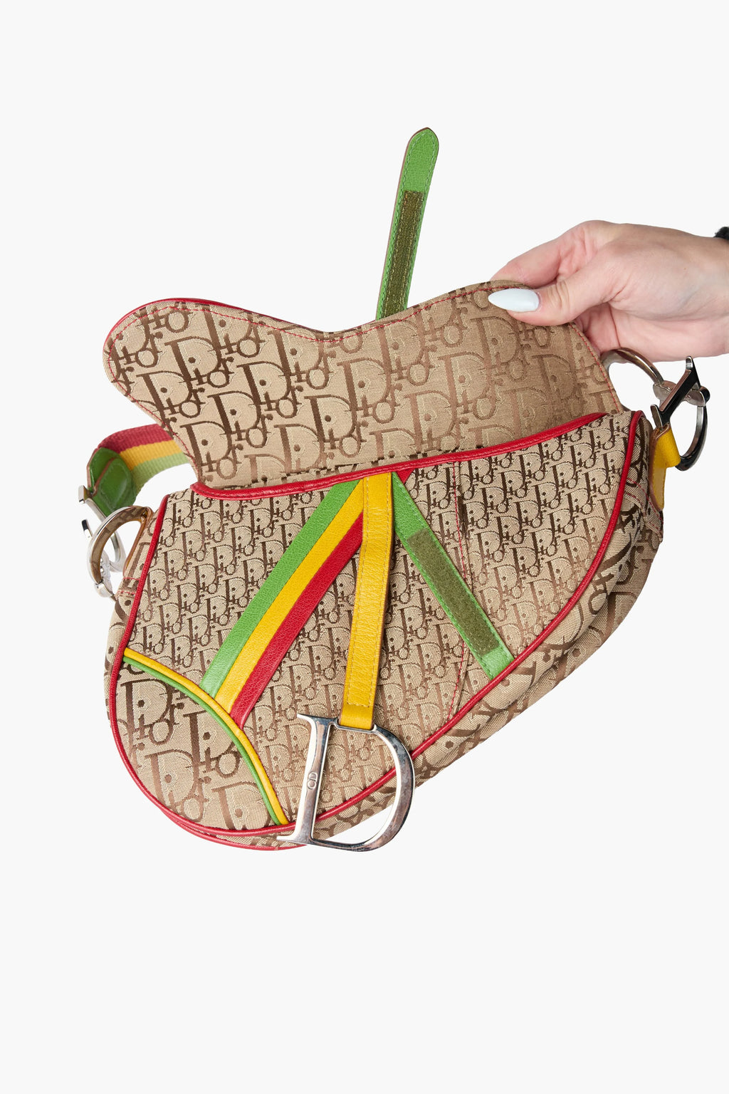 Dior 2004 Rasta Tricolor Saddle Handbag